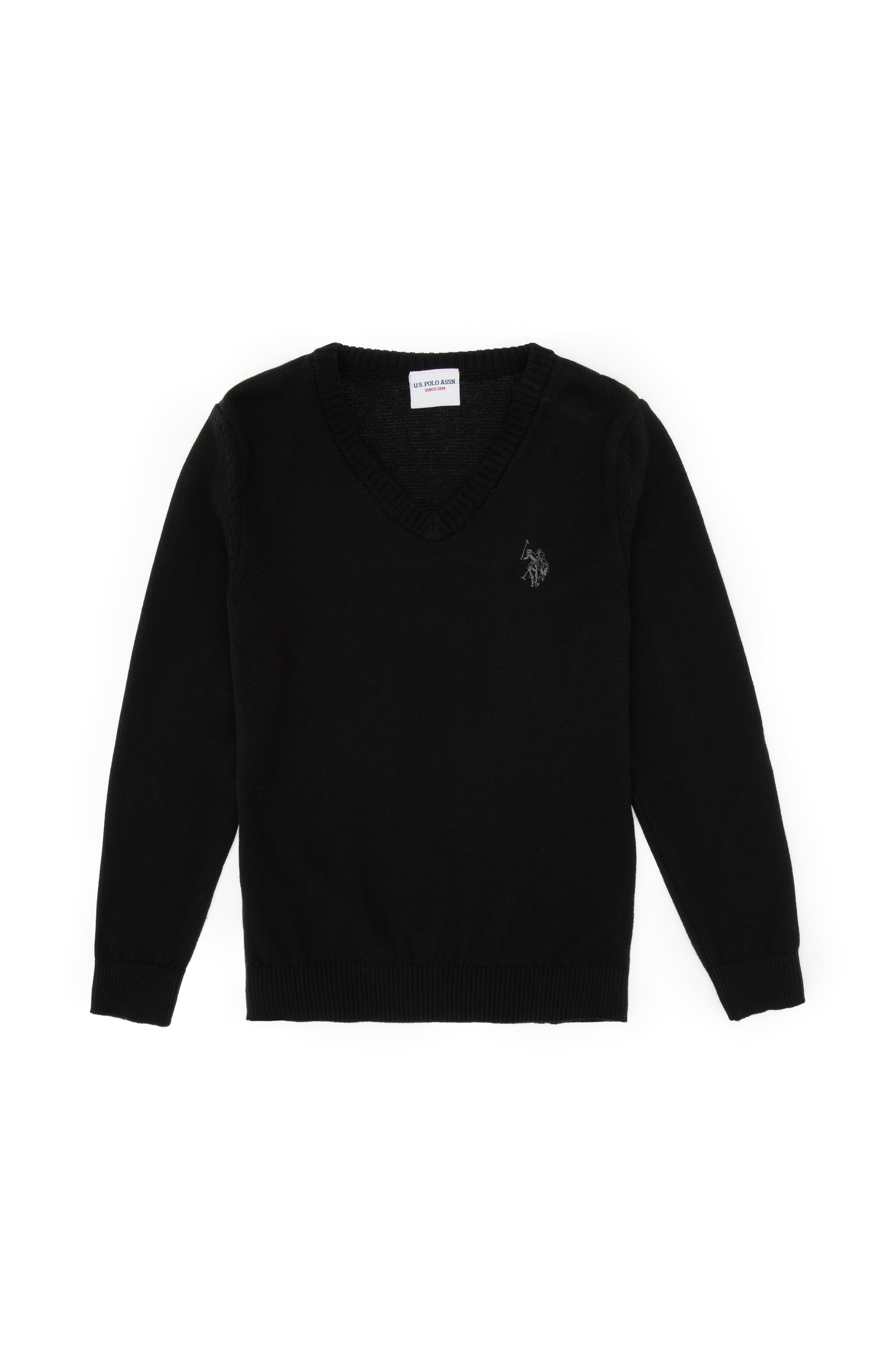 ژاکت بافتنی یقه هفت مشکی سیاه اندامی پسرانه یو اس پولو | US POLO ASSN