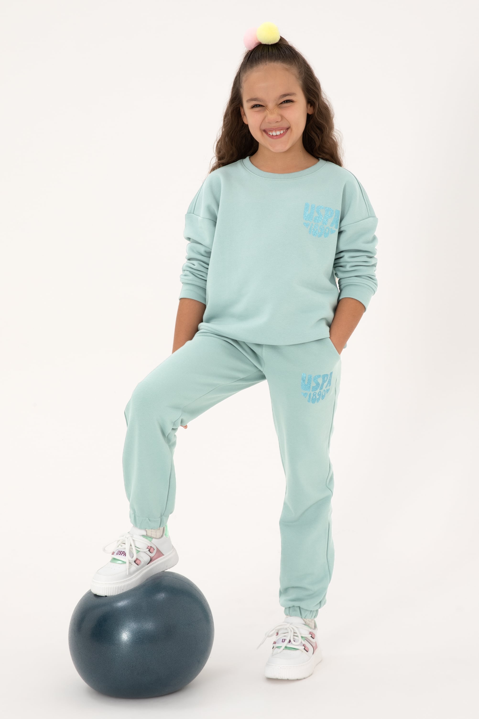 شلوار ورزشی نعنایی براق نعناعی رگولار دخترانه یو اس پولو | US POLO ASSN