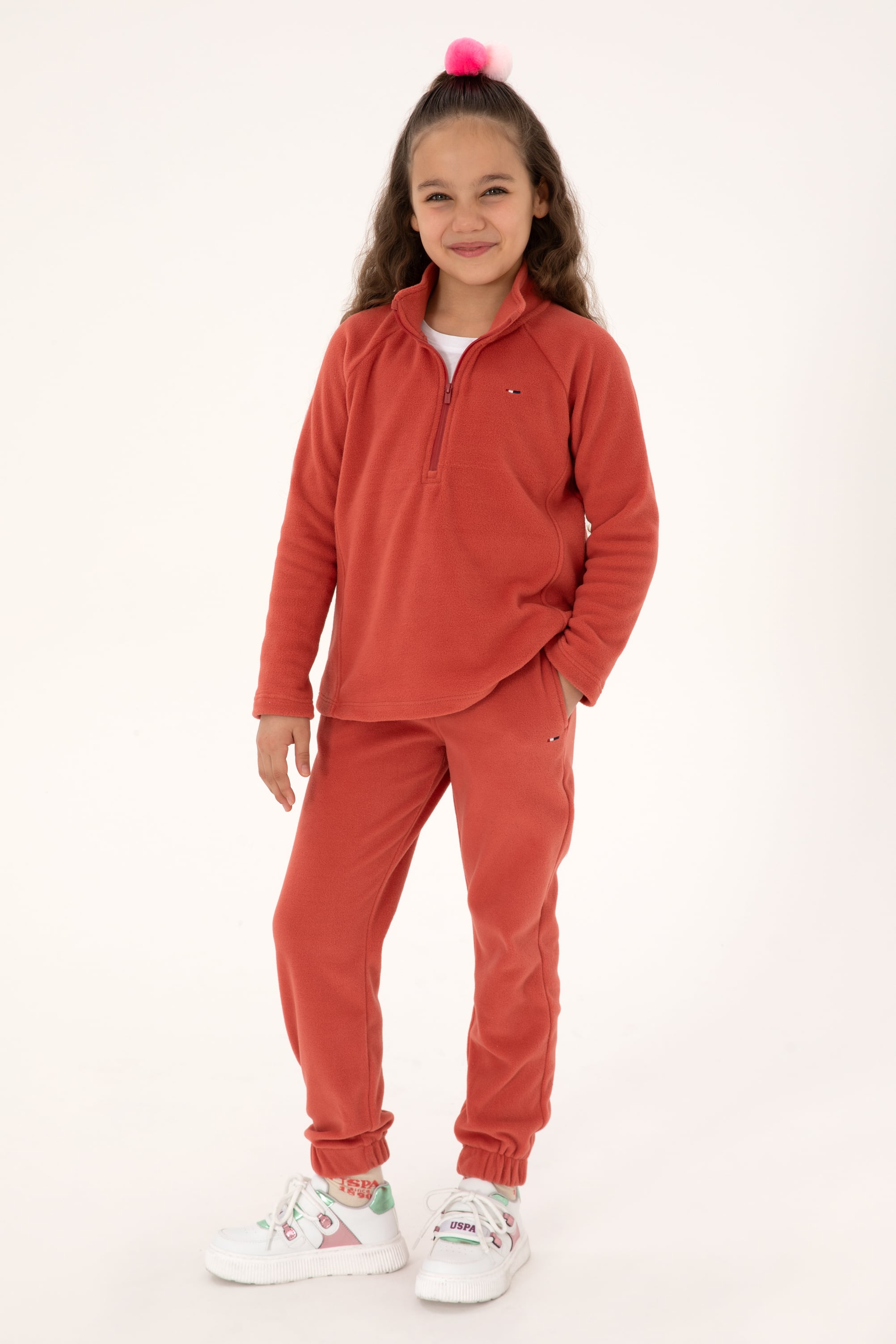 شلوار ورزشی پشمیمدل Jogger رز رز خشک رگولار دخترانه یو اس پولو | US POLO ASSN