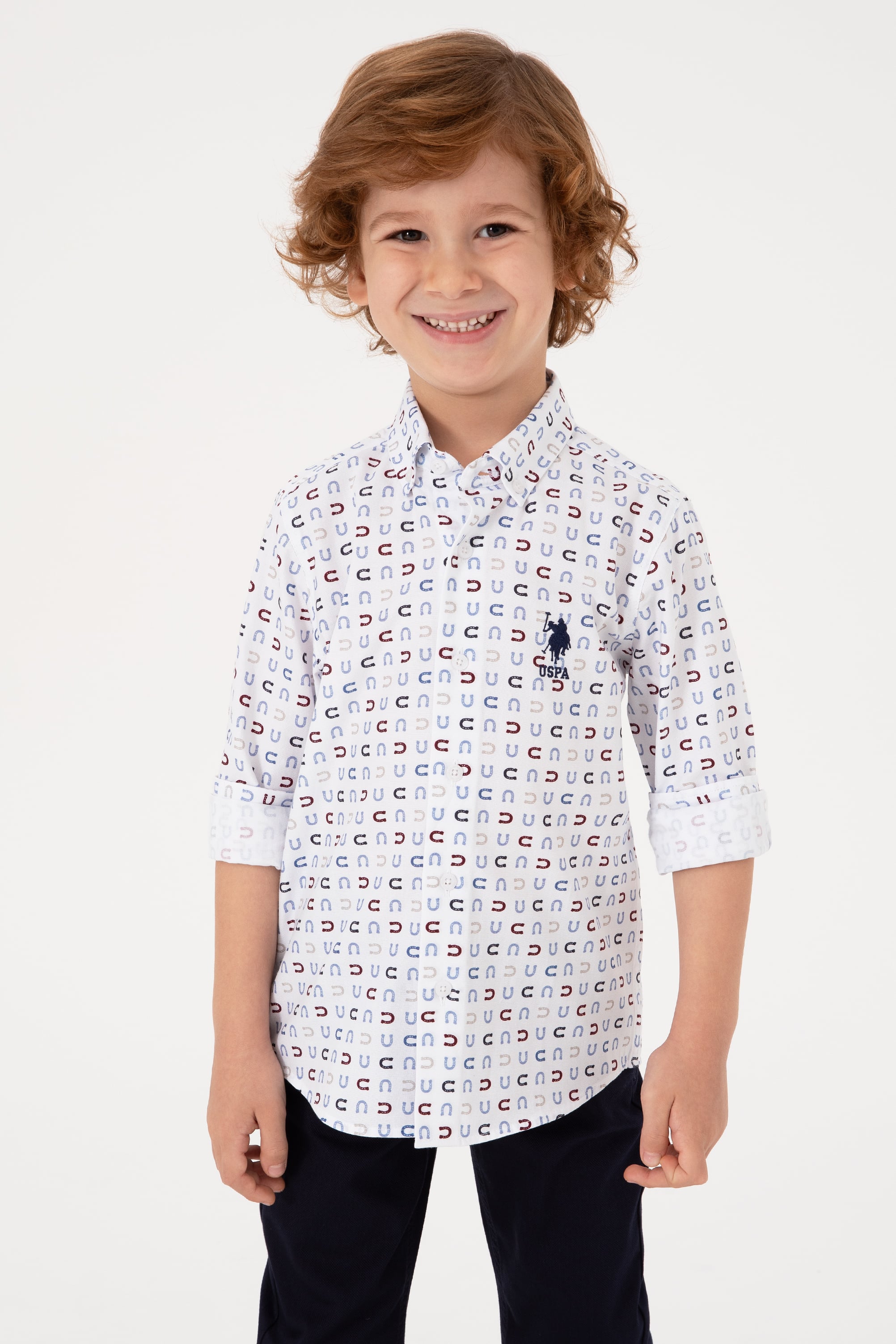پیراهن سفید سفید رگولار پسرانه یو اس پولو | US POLO ASSN