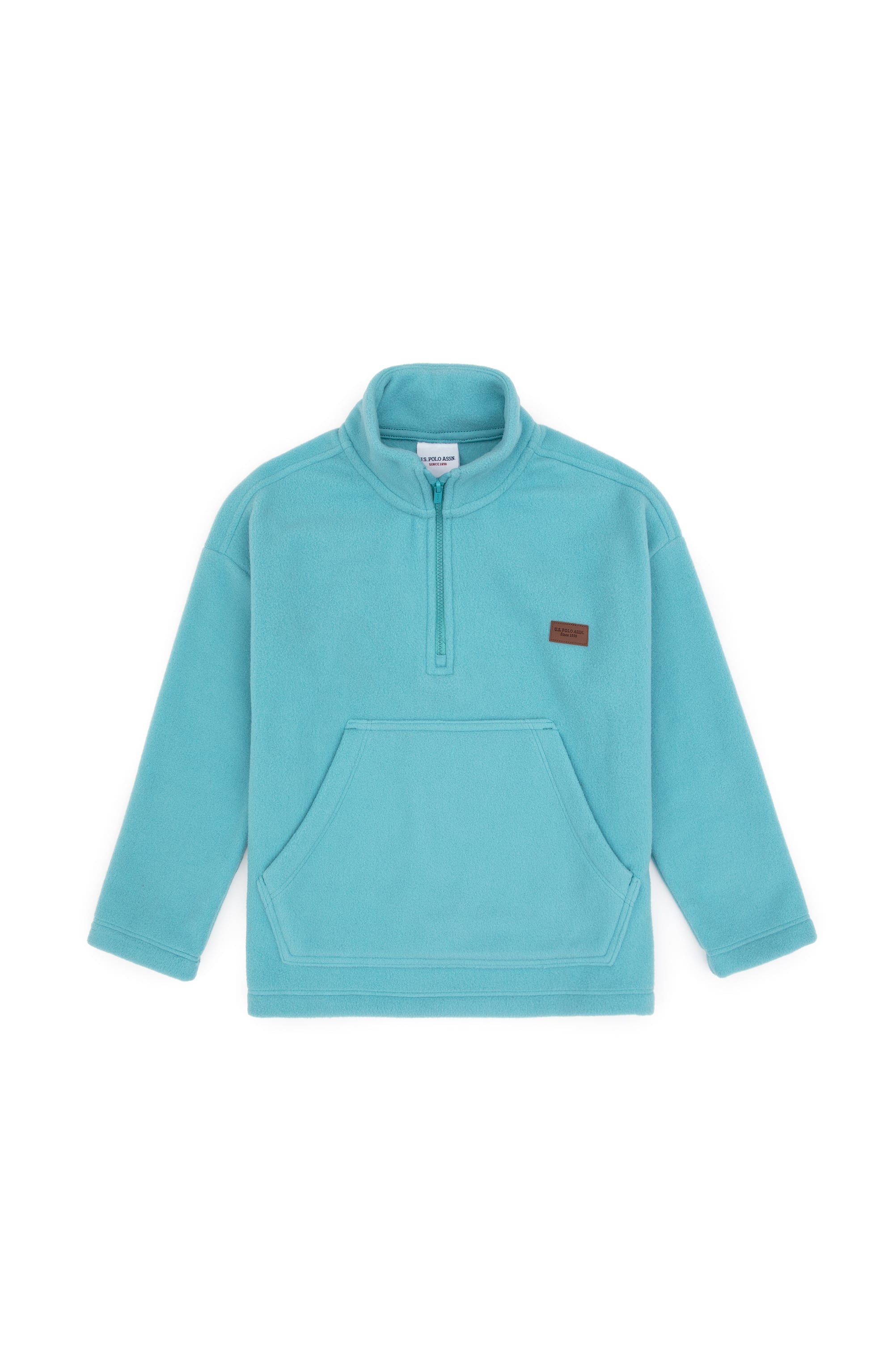 سویشرت پشمی نیم زیپ نعنایی نعناعی تیره ریلکس پسرانه یو اس پولو | US POLO ASSN