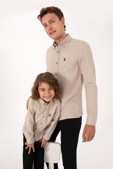 پیراهن بژ ساده  بژ  رگولار  پسرانه یو اس پولو | US POLO ASSN
