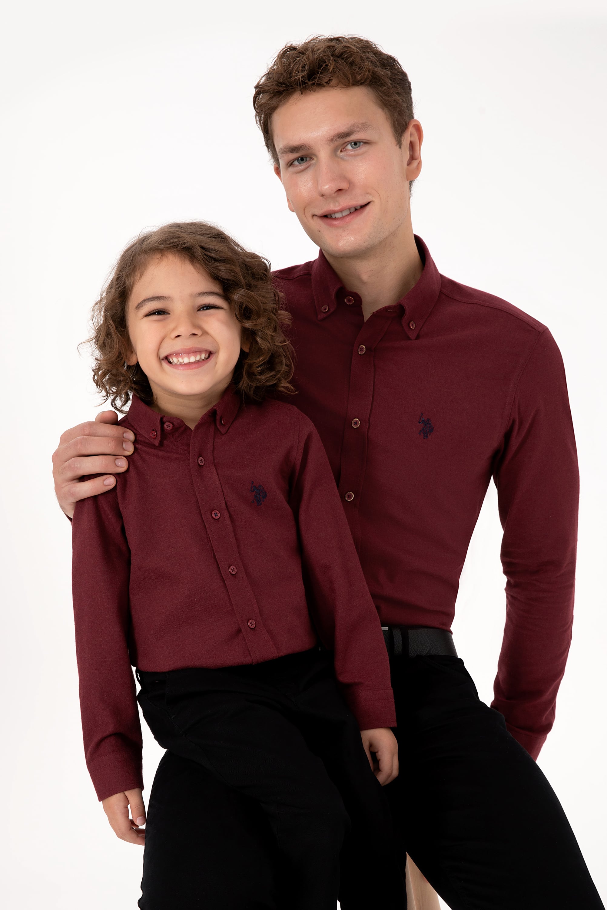 پیراهن زرشکی ساده بورگاندی رگولار پسرانه یو اس پولو | US POLO ASSN