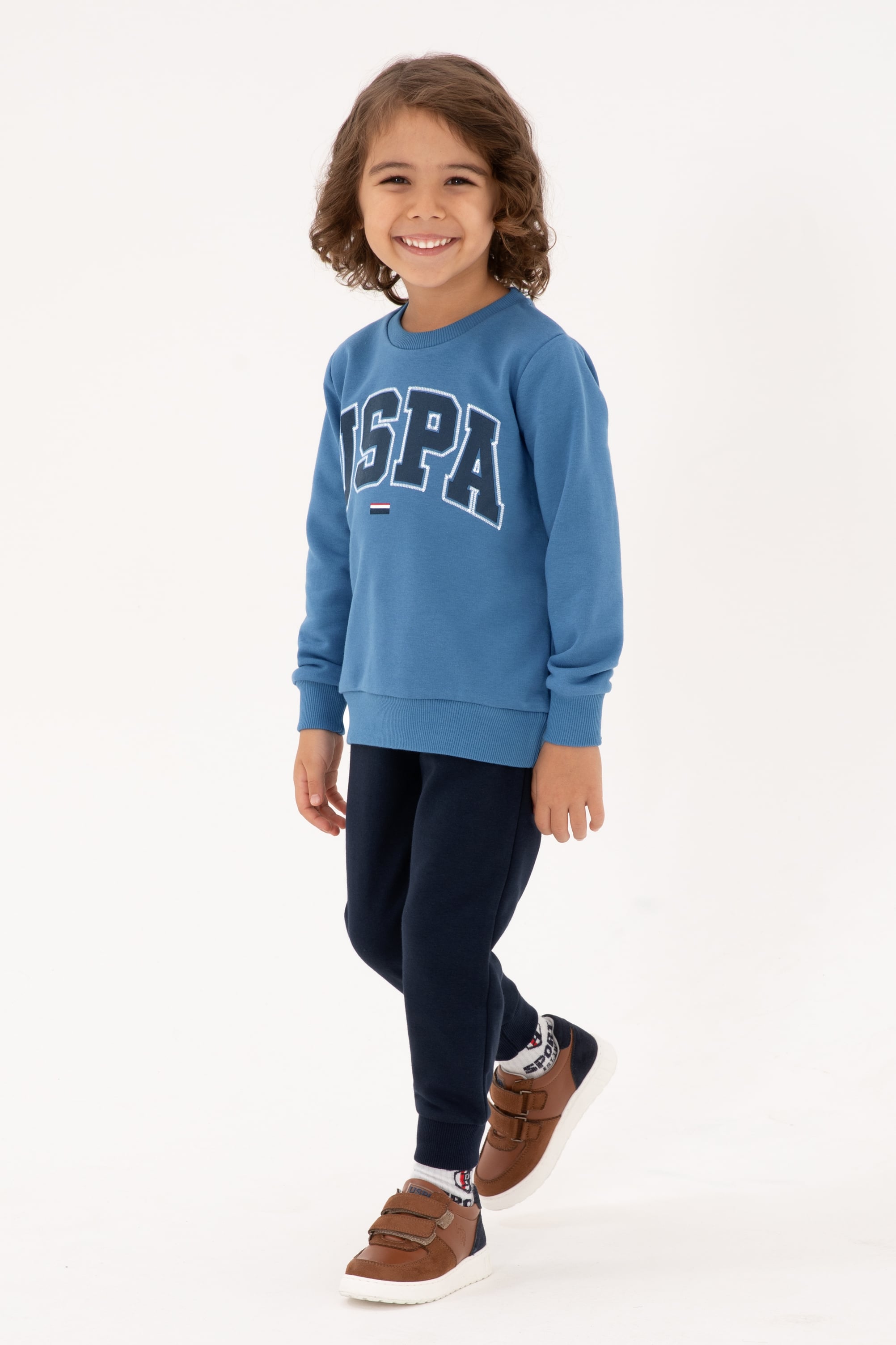 ست لباس ورزشی آبی آبی استاندارد فیت پسرانه یو اس پولو | US POLO ASSN