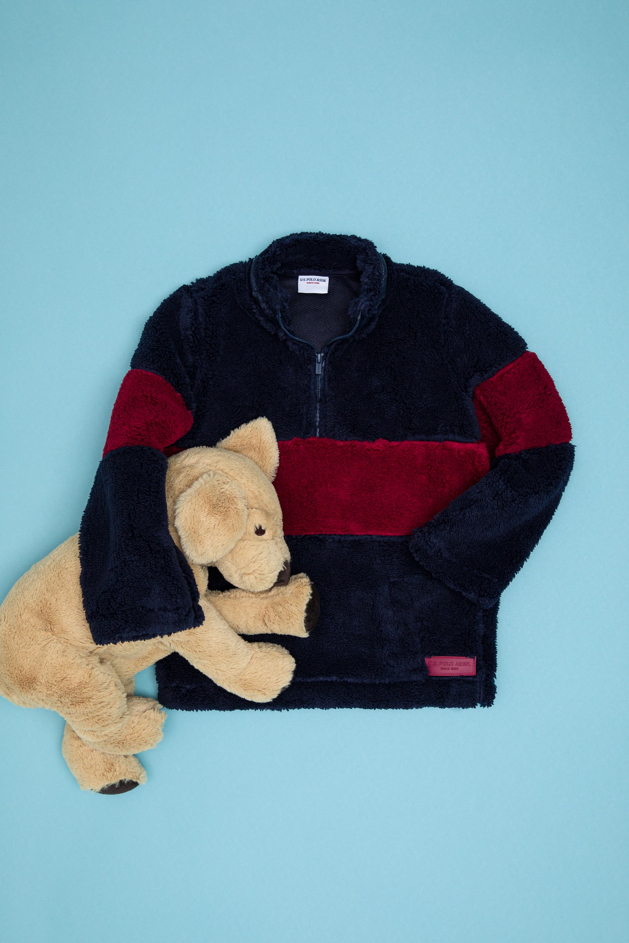 سویشرت یقه ایستاده لاجورد استاندارد فیت آستین بلند پسرانه یو اس پولو | US POLO ASSN