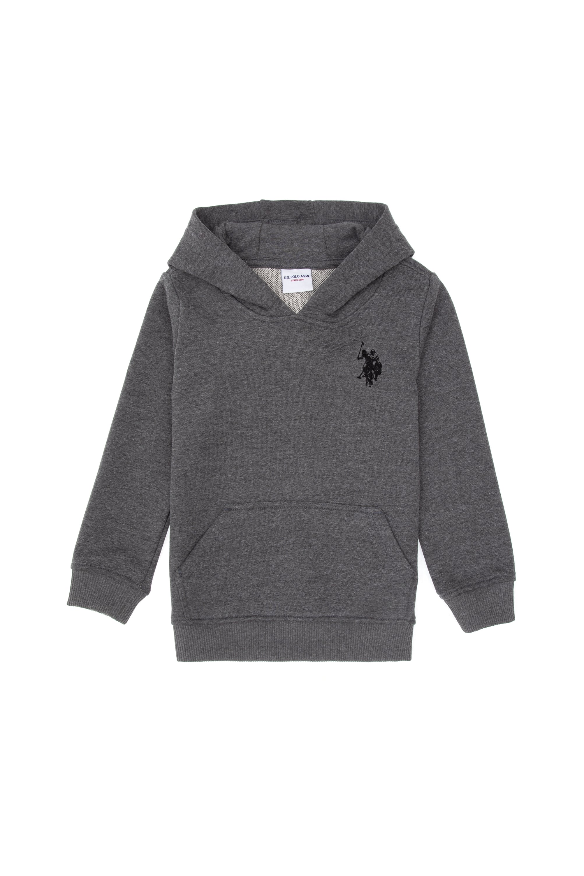 سویشرت کلاهدارآنتراسیت ساده زغالی ملانژ رگولار پسرانه یو اس پولو | US POLO ASSN
