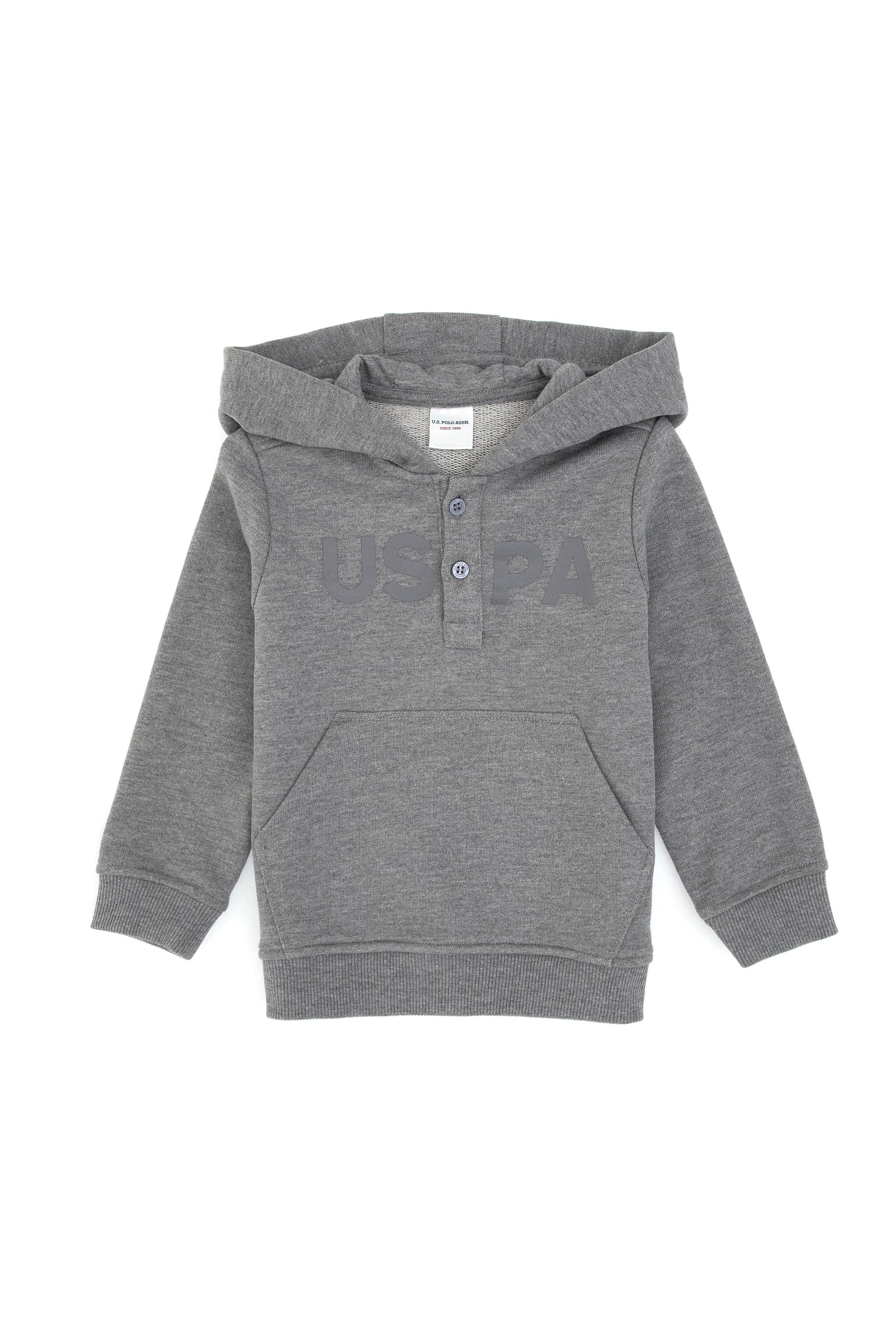 سویشرت کلاه دارخاکستری خاکستری ملانژ رگولار پسرانه یو اس پولو | US POLO ASSN