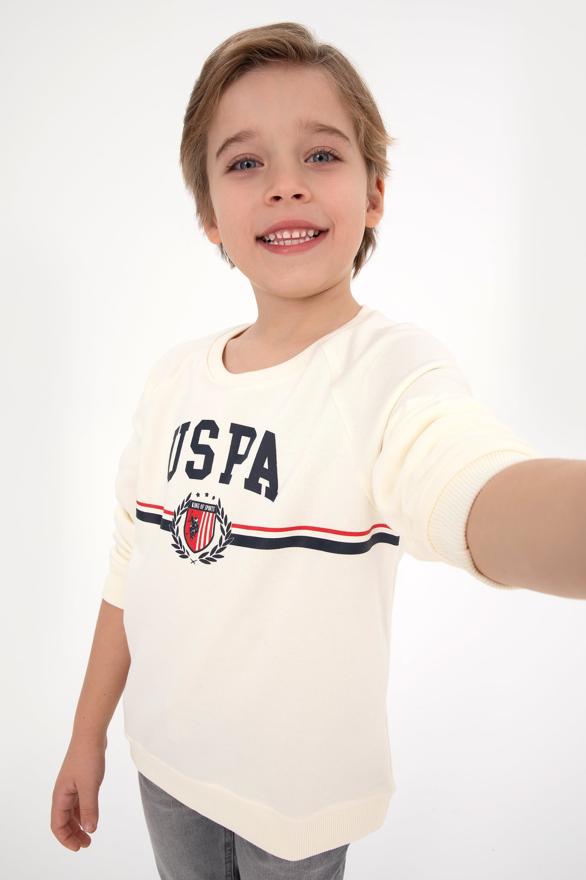 سویشرت کرم کرمی ریلکس پسرانه یو اس پولو | US POLO ASSN
