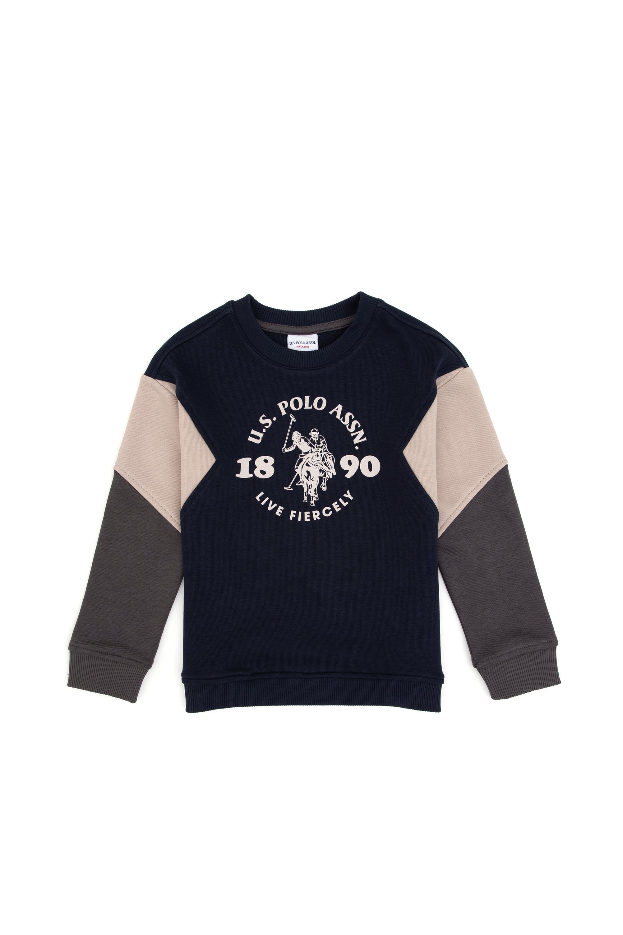 سویشرت یقه گردروشن لاجورد روشن ریلکس پسرانه یو اس پولو | US POLO ASSN