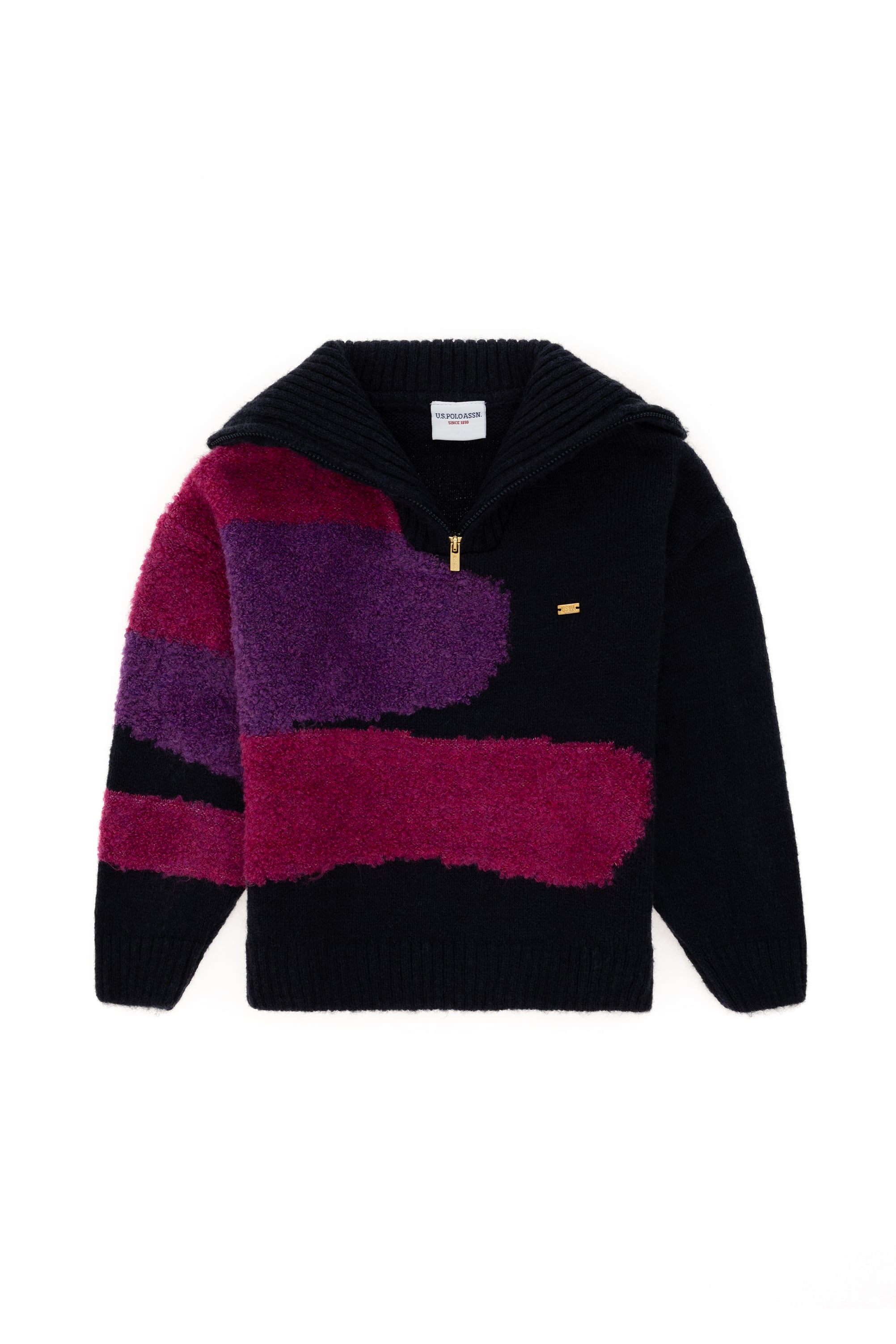 ژاکت زیپدار نیلی Oversize آستین بلند دخترانه یو اس پولو | US POLO ASSN