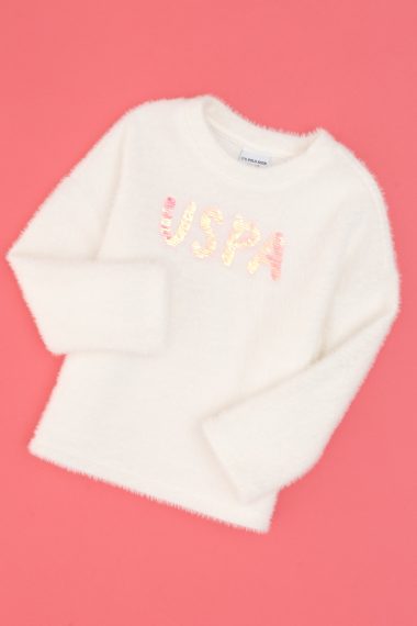 سویشرت کرم  کرمی  ریلکس  دخترانه یو اس پولو | US POLO ASSN