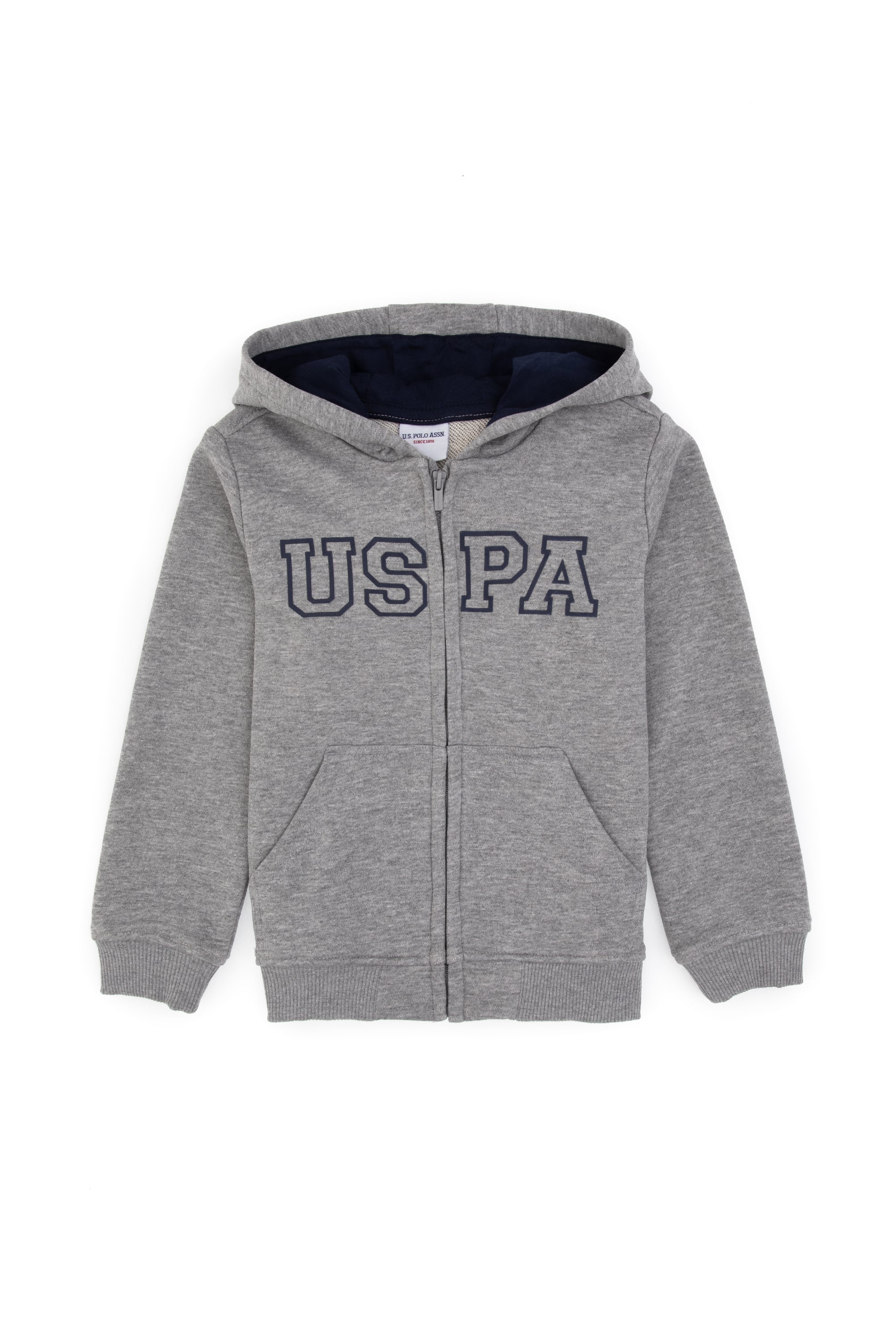 ژاکت بافتنی خاکستری خاکستری ملانژ رگولار پسرانه یو اس پولو | US POLO ASSN