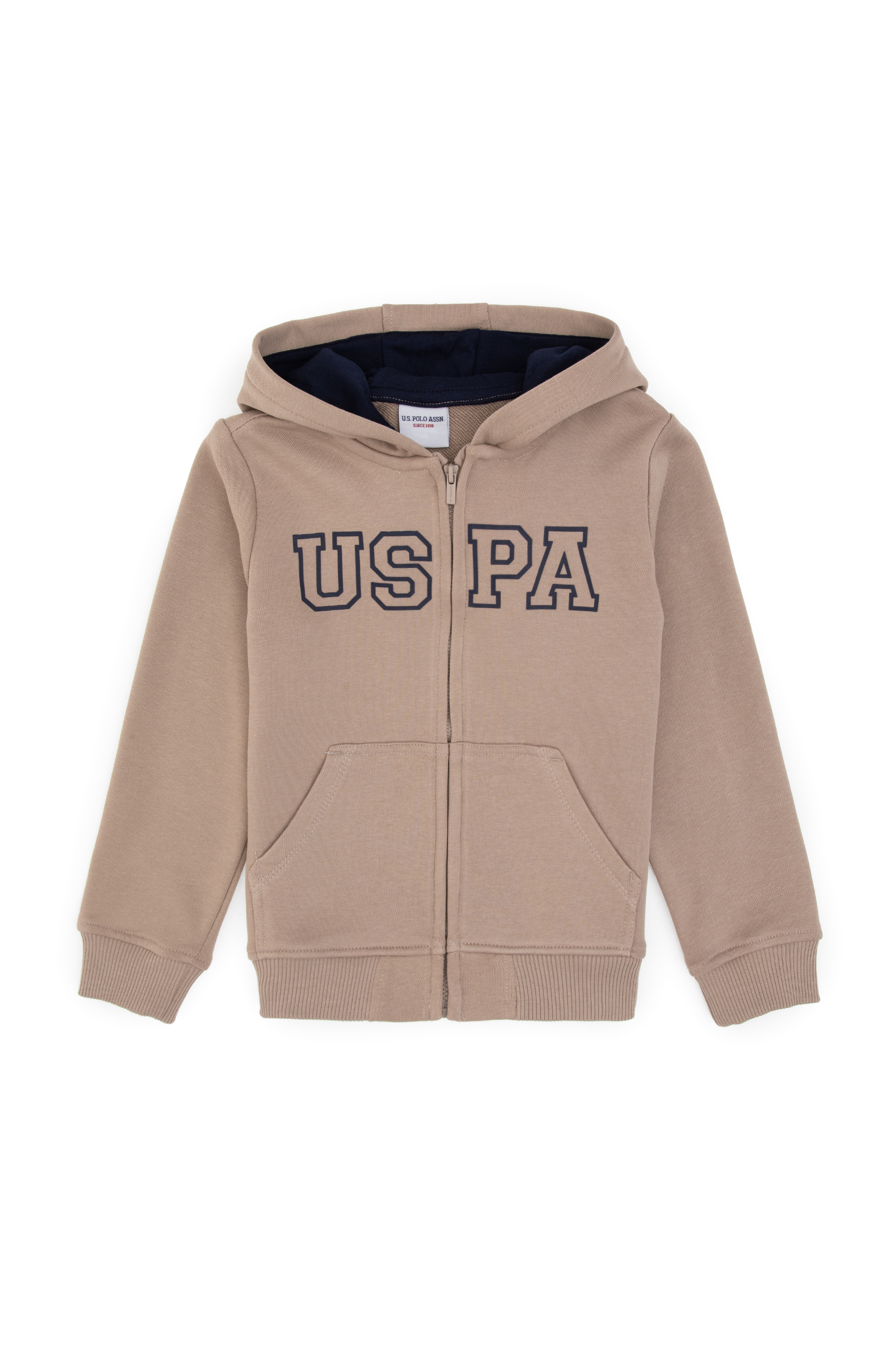 ژاکت بافتنی بژ بژ تیره رگولار پسرانه یو اس پولو | US POLO ASSN