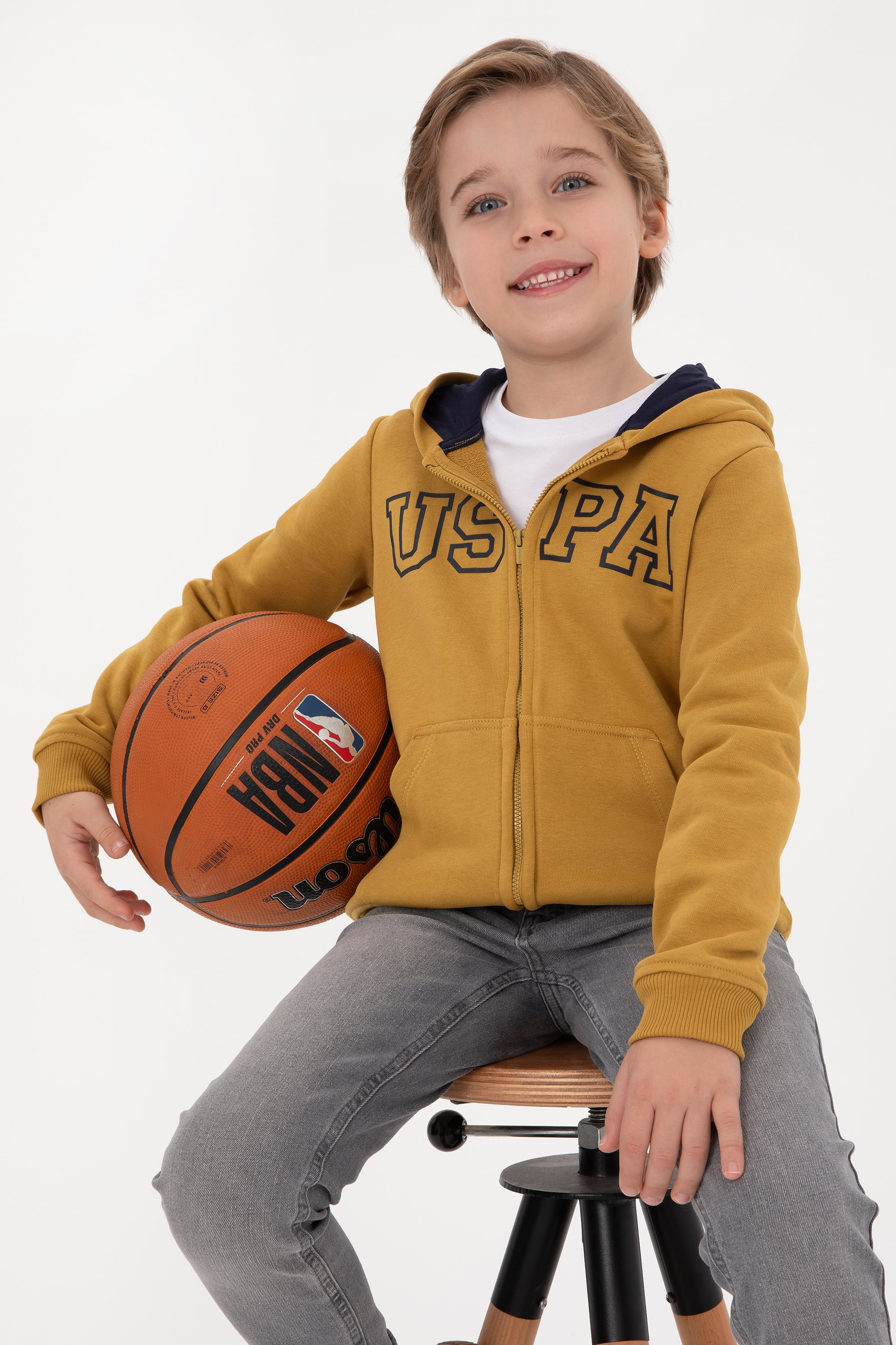 ژاکت بافتنی آبی نفتی رگولار پسرانه یو اس پولو | US POLO ASSN