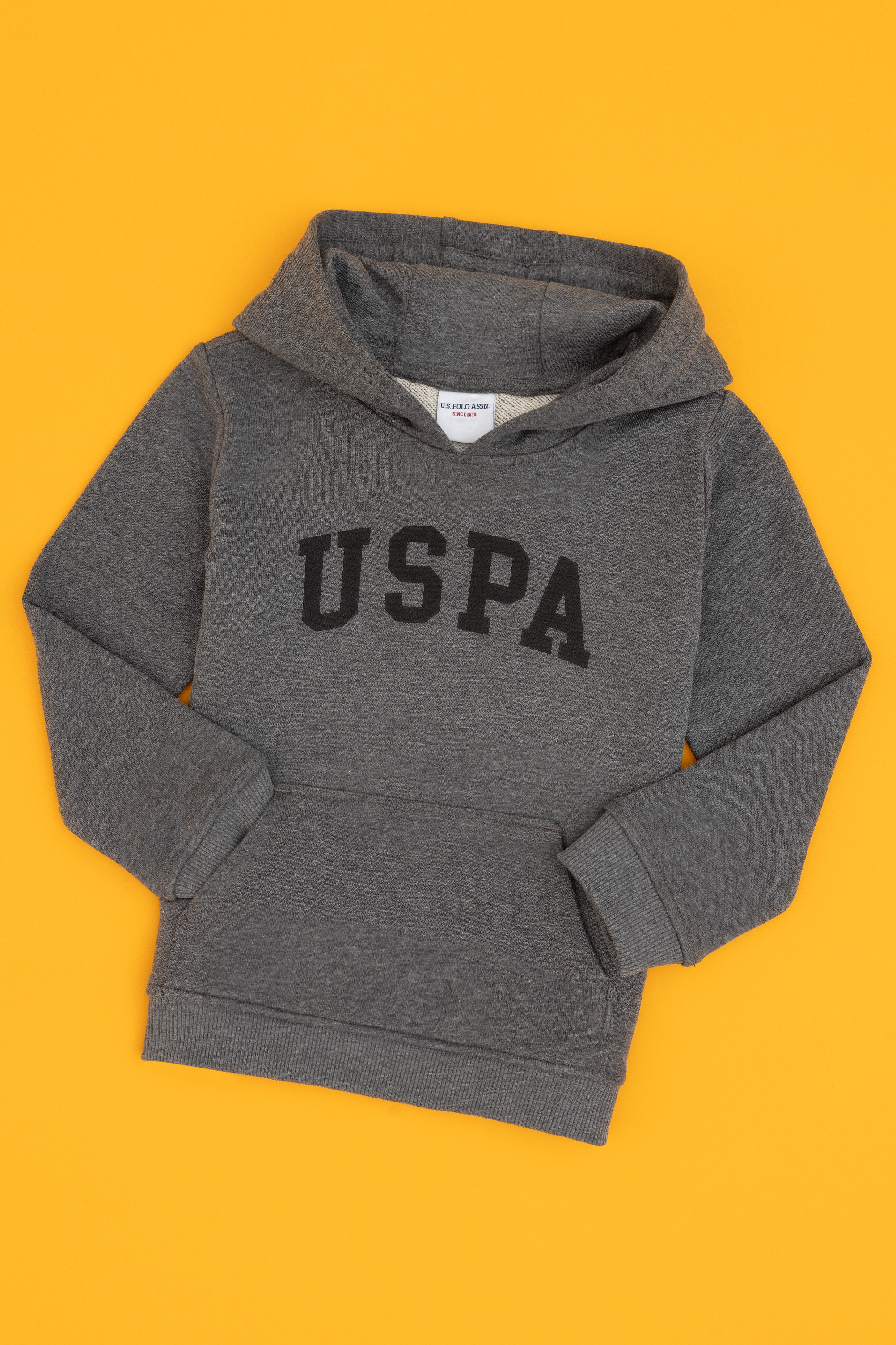 سویشرت کلاهدارآنتراسیت زغالی ملانژ رگولار پسرانه یو اس پولو | US POLO ASSN