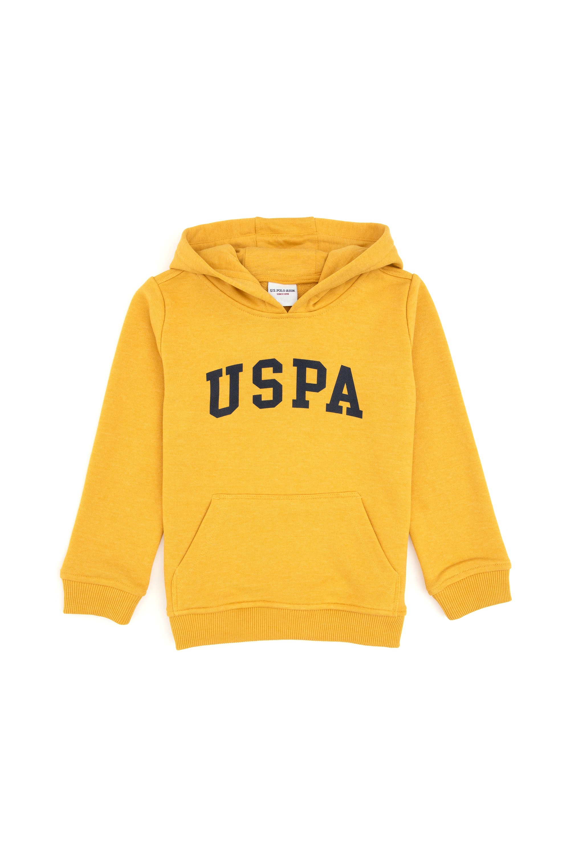 سویشرت کلاهدارزرد رنگ زرد تیره رگولار پسرانه یو اس پولو | US POLO ASSN