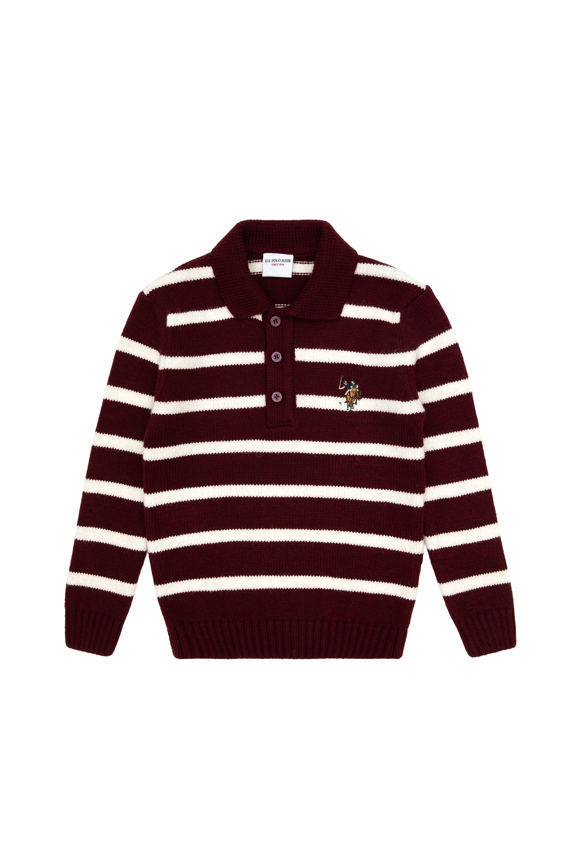 ژاکت یقه پولوزرشکی بورگاندی رگولار پسرانه یو اس پولو | US POLO ASSN