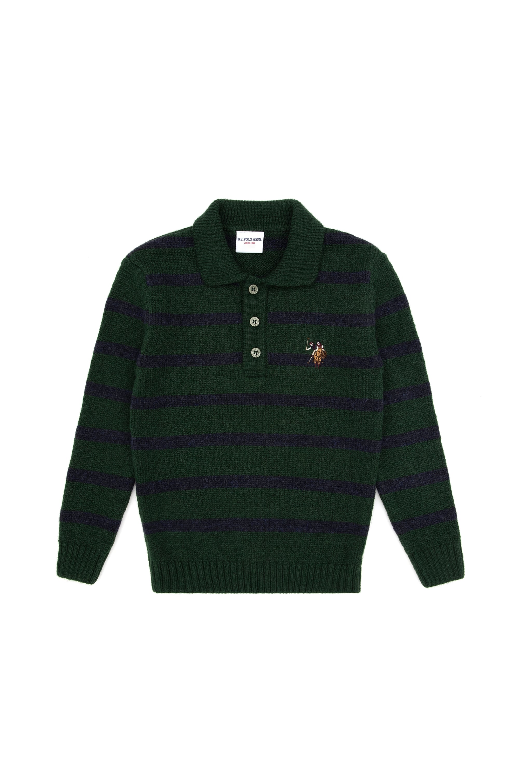 ژاکت یقه پولو سبز رگولار پسرانه یو اس پولو | US POLO ASSN