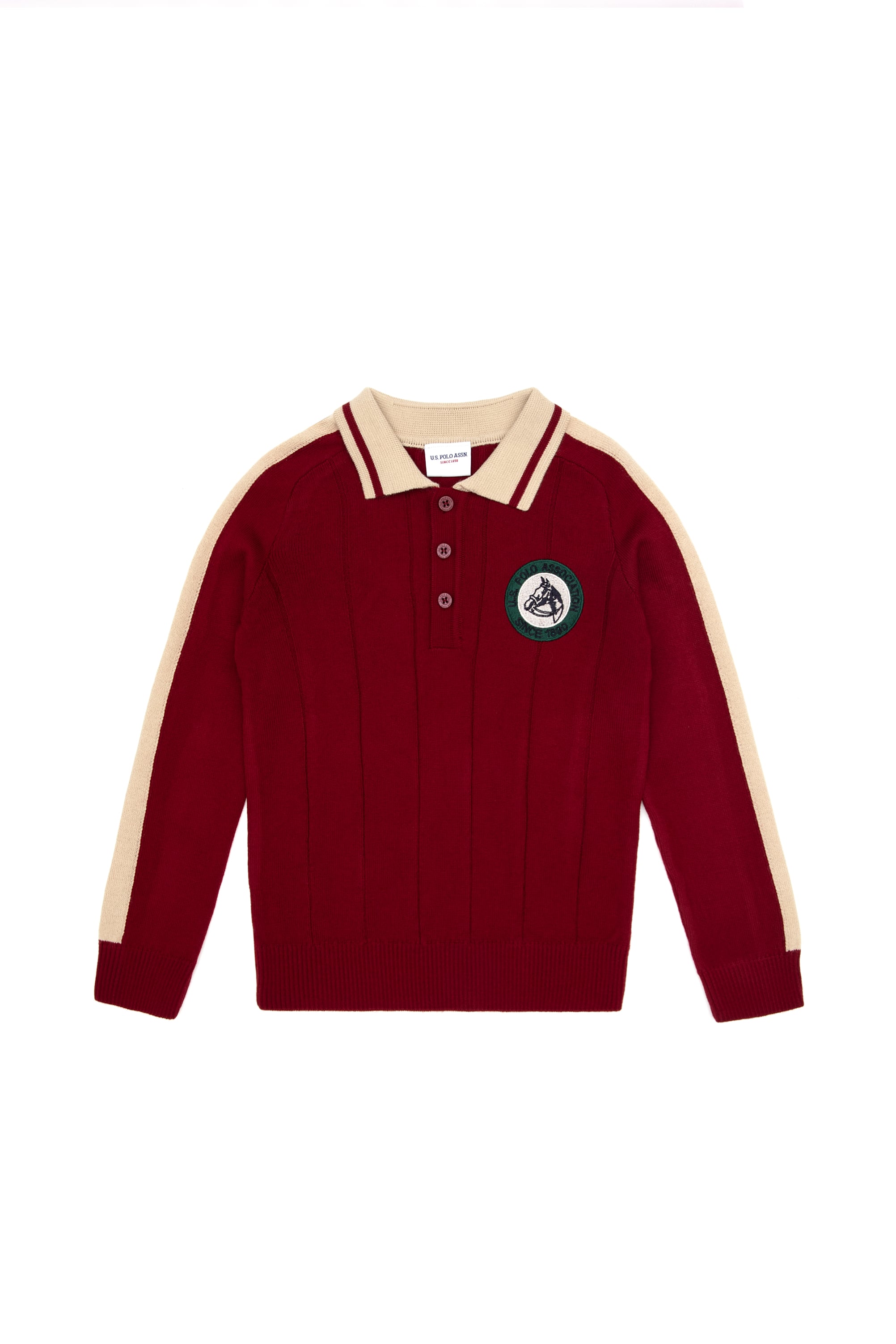 ژاکت یقه پولوزرشکی آلبالویی رگولار پسرانه یو اس پولو | US POLO ASSN