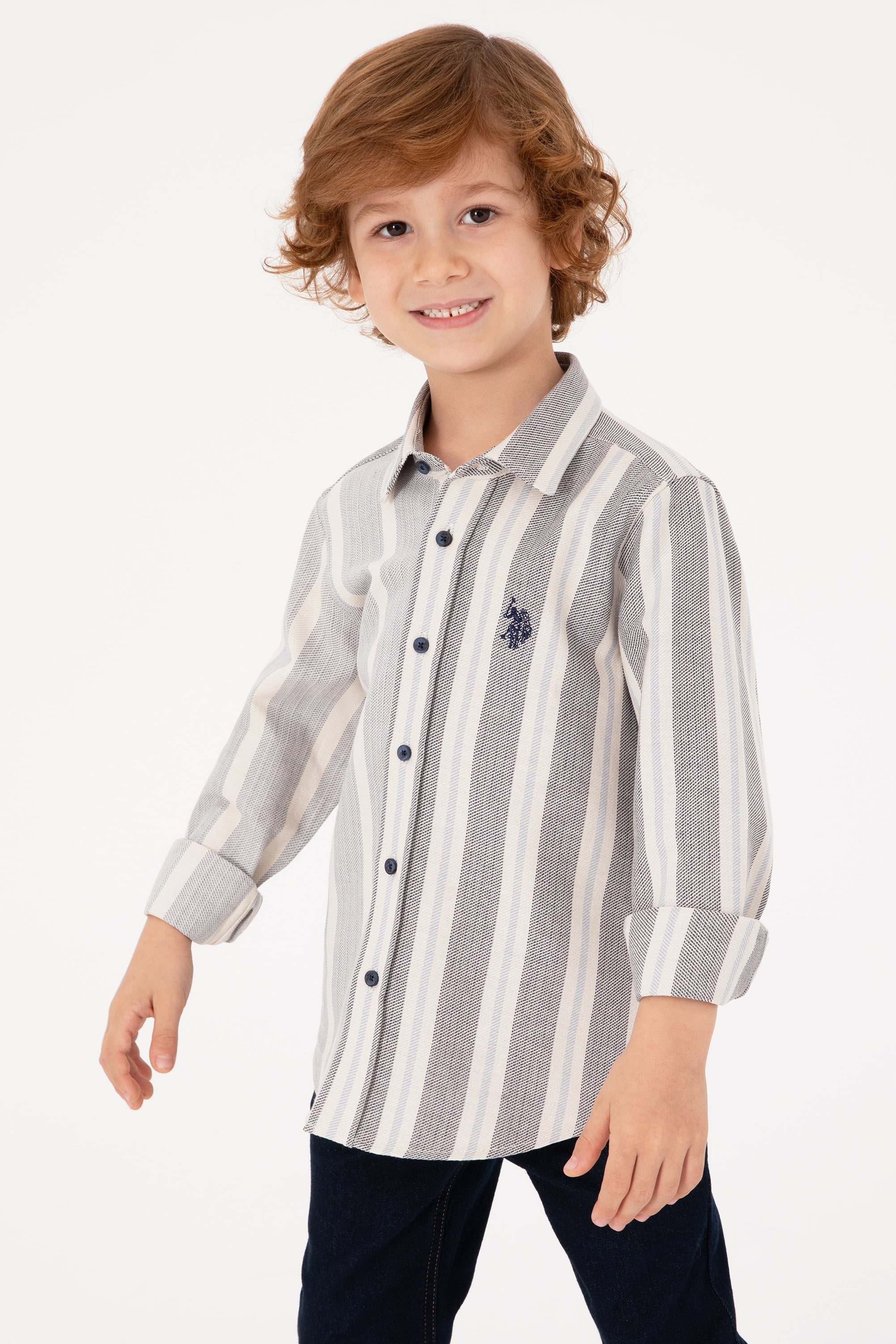 پیراهن آبی تیره ریلکس پسرانه یو اس پولو | US POLO ASSN