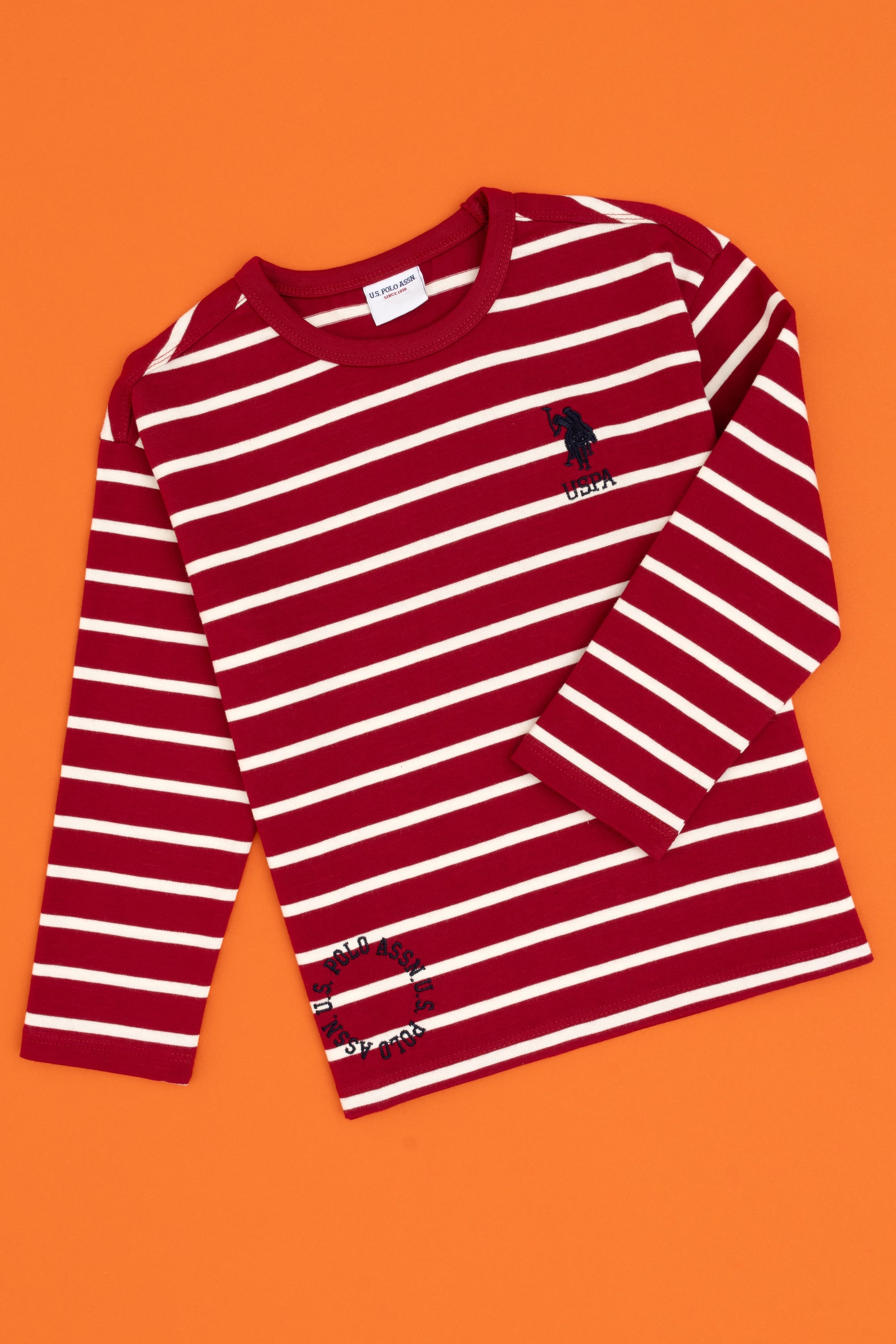 سویشرت یقه گرد تمشکی تمشکی ریلکس پسرانه یو اس پولو | US POLO ASSN