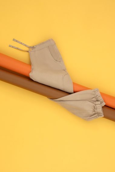 شلوار بوم شنی  کرمی  جاگر  دخترانه یو اس پولو | US POLO ASSN