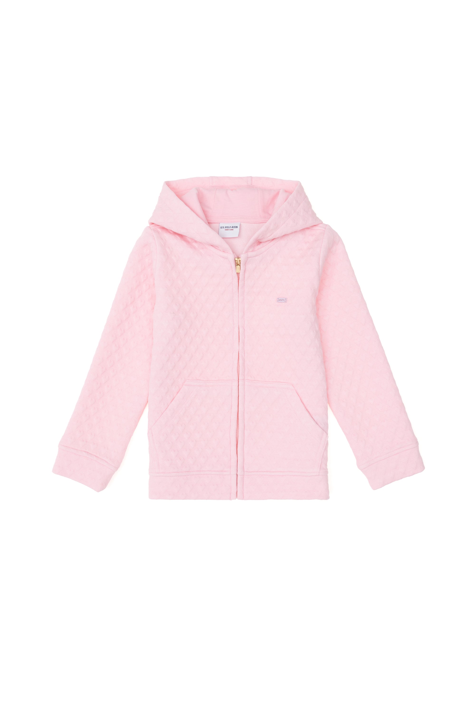 سویشرت زیپدار صورتی رگولار دخترانه یو اس پولو | US POLO ASSN