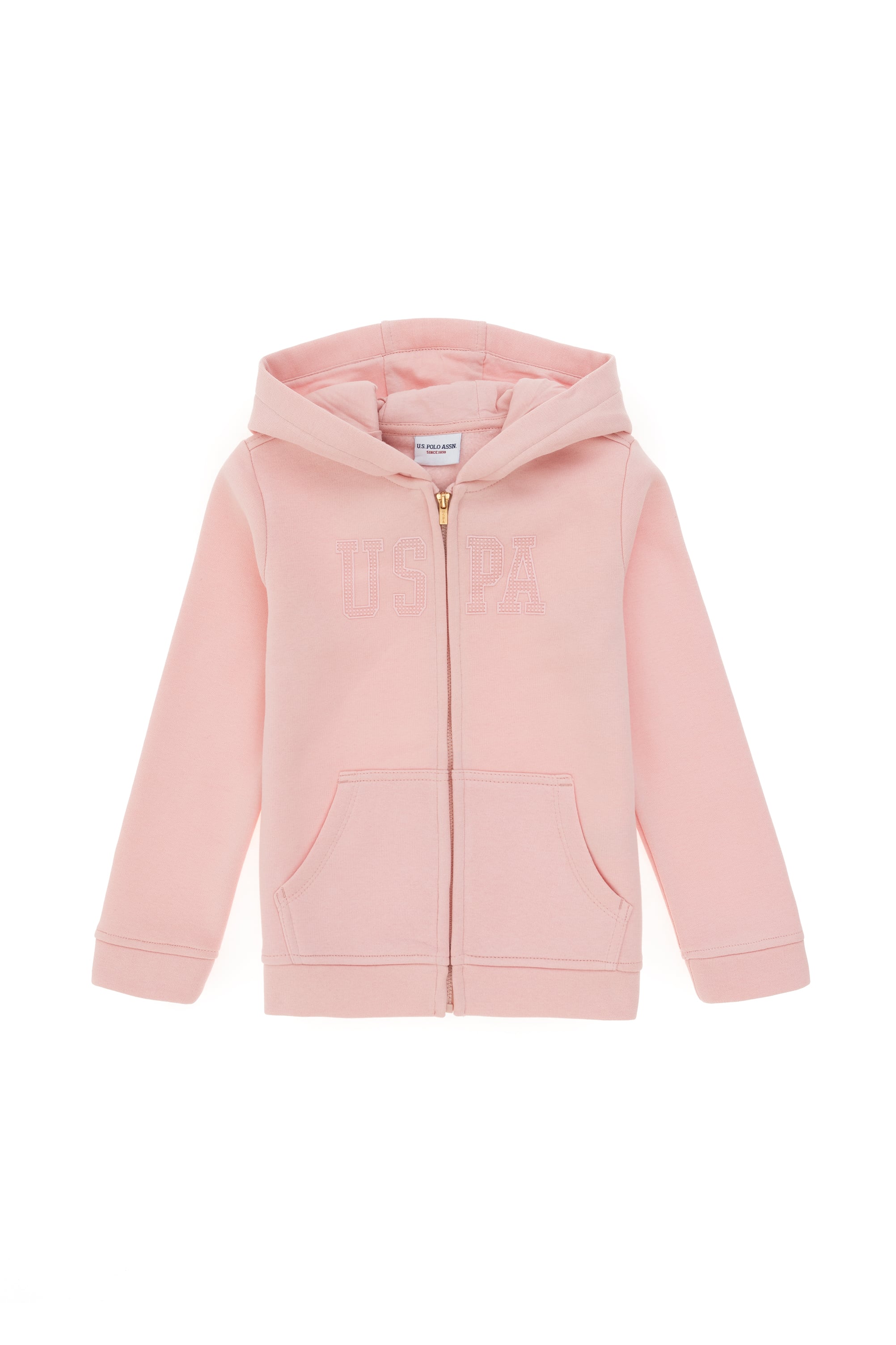 سویشرتزیپدار خاکی صورتی رگولار دخترانه یو اس پولو | US POLO ASSN
