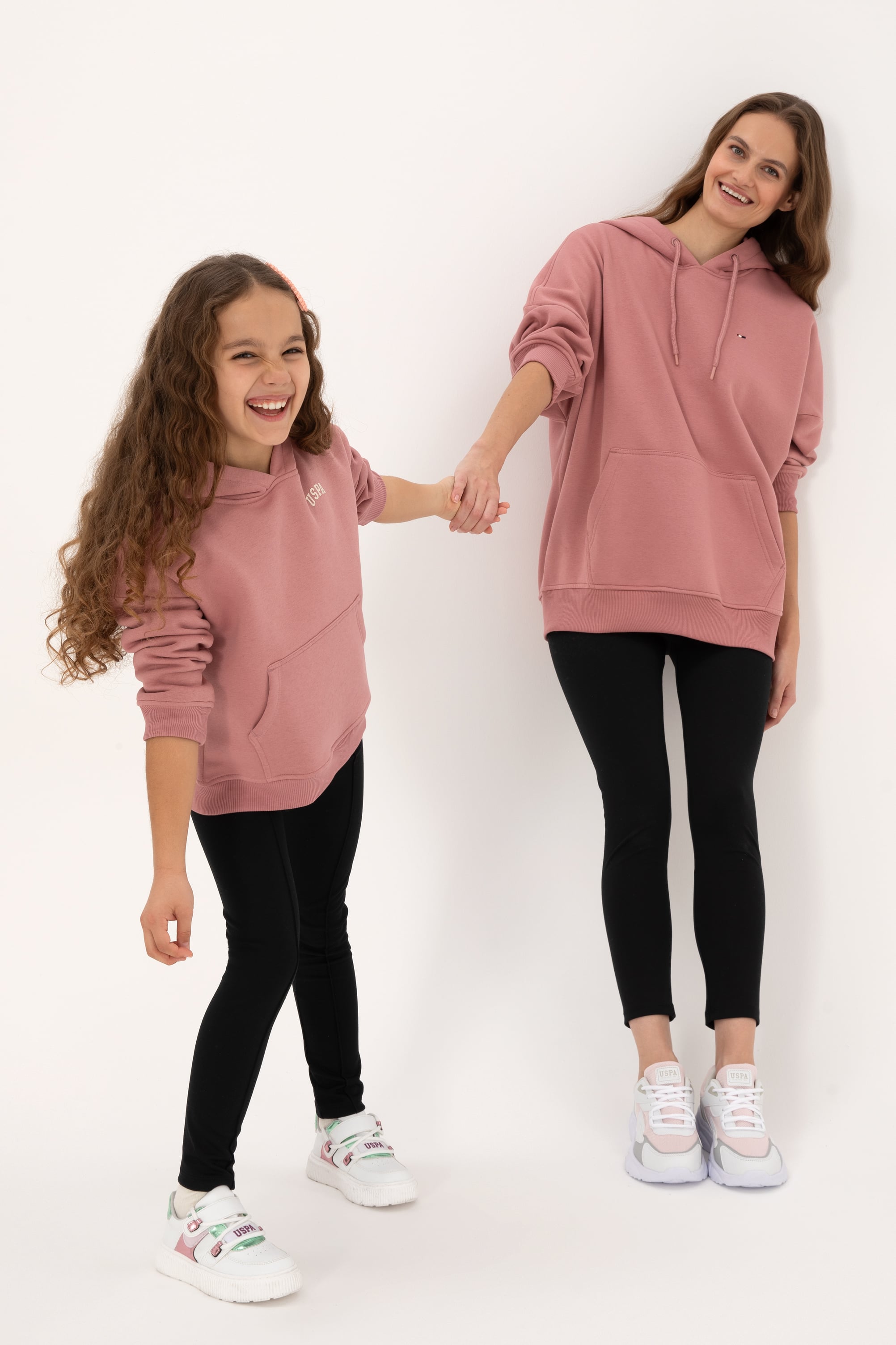 سویشرتکلاه دار ارکیده ساده برس خورده اورکیده رگولار دخترانه یو اس پولو | US POLO ASSN