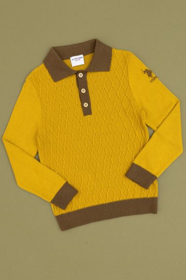 پلیور یقه پولو  آبی نفتی  رگولار  پسرانه یو اس پولو | US POLO ASSN