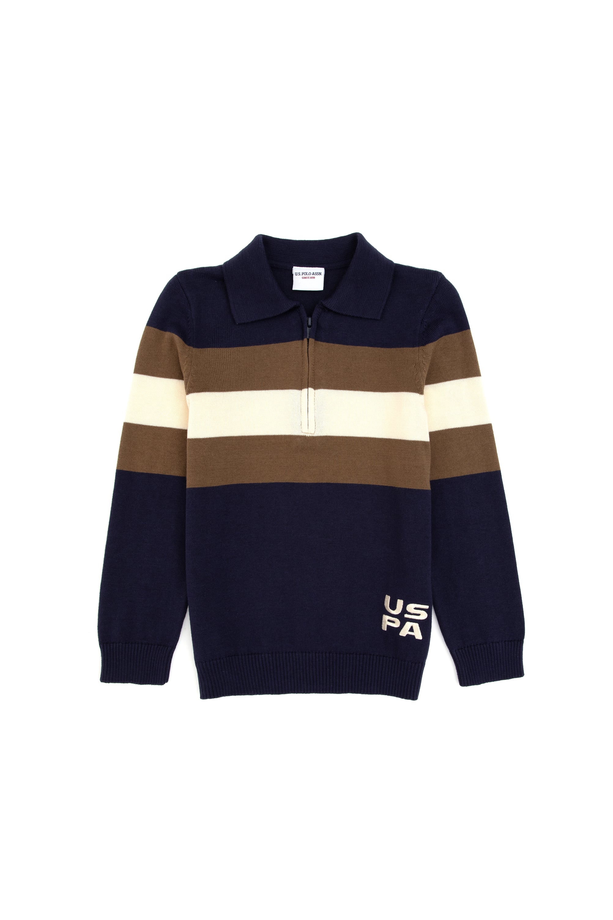 پلیور یقه اسکی نیم زیپ لاجورد اندامی پسرانه یو اس پولو | US POLO ASSN