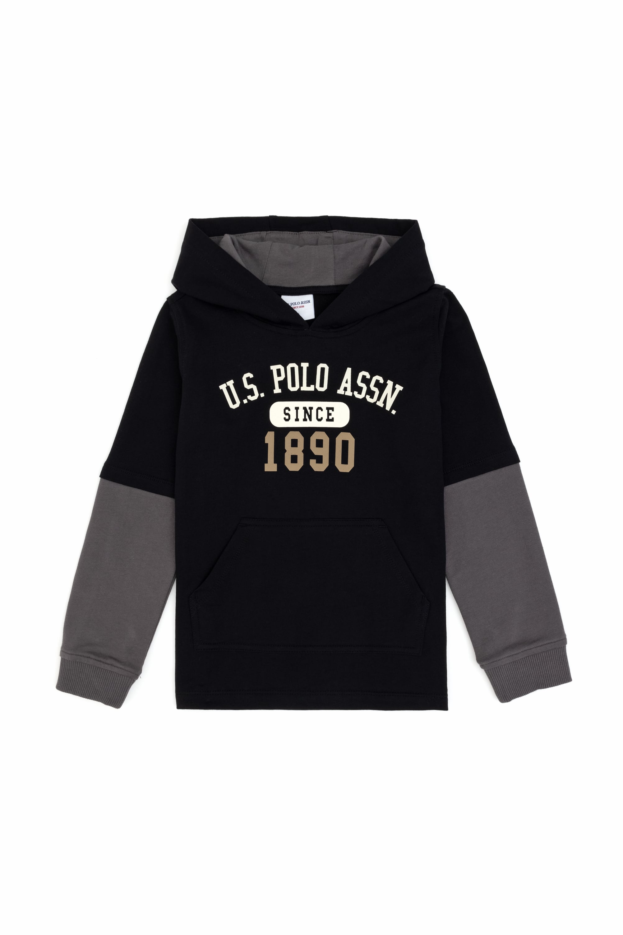 سویشرت نازک کلاه دار مشکی سیاه رگولار پسرانه یو اس پولو | US POLO ASSN