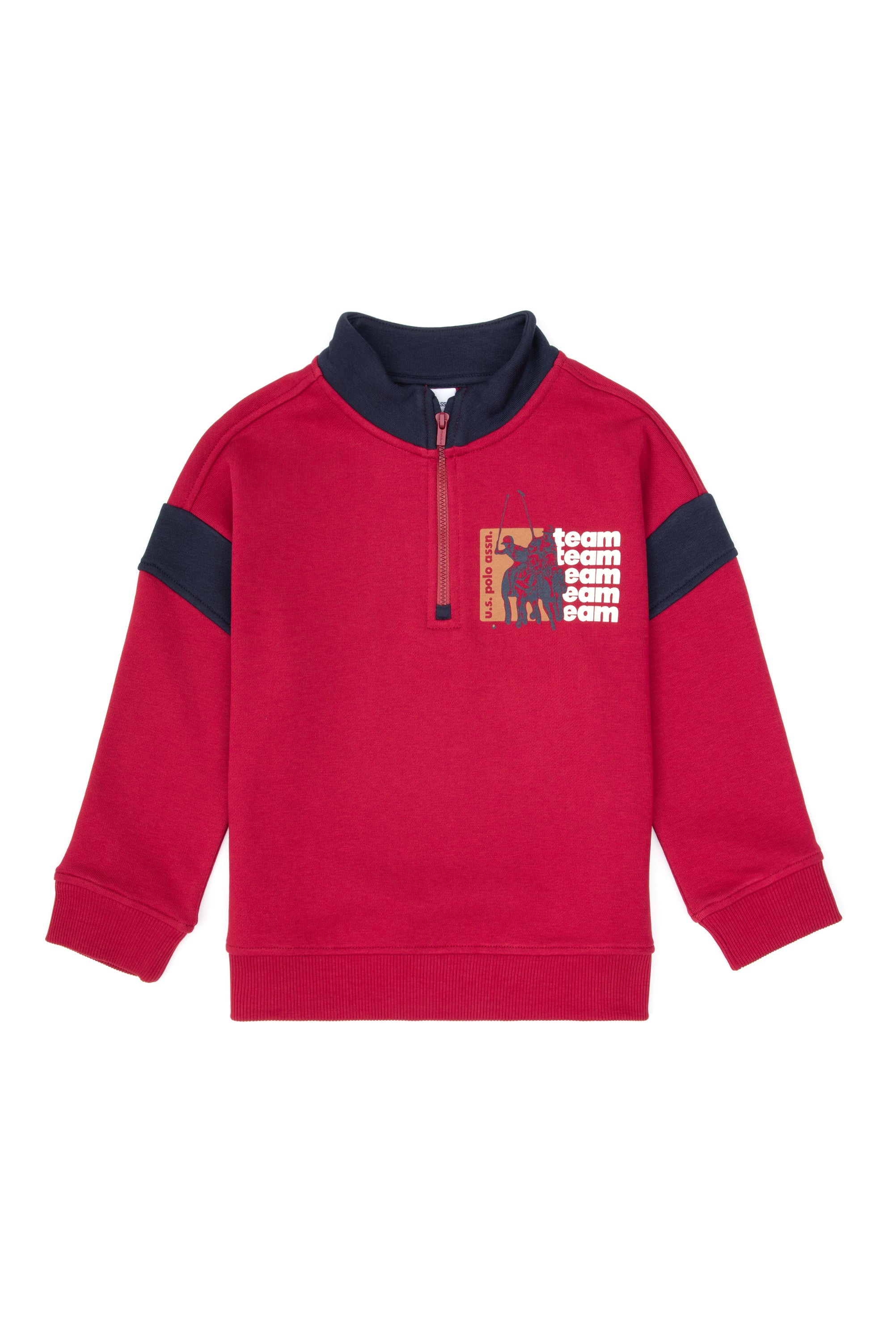 سویشرت نیم زیپ تمشکی تمشکی Oversize پسرانه یو اس پولو | US POLO ASSN