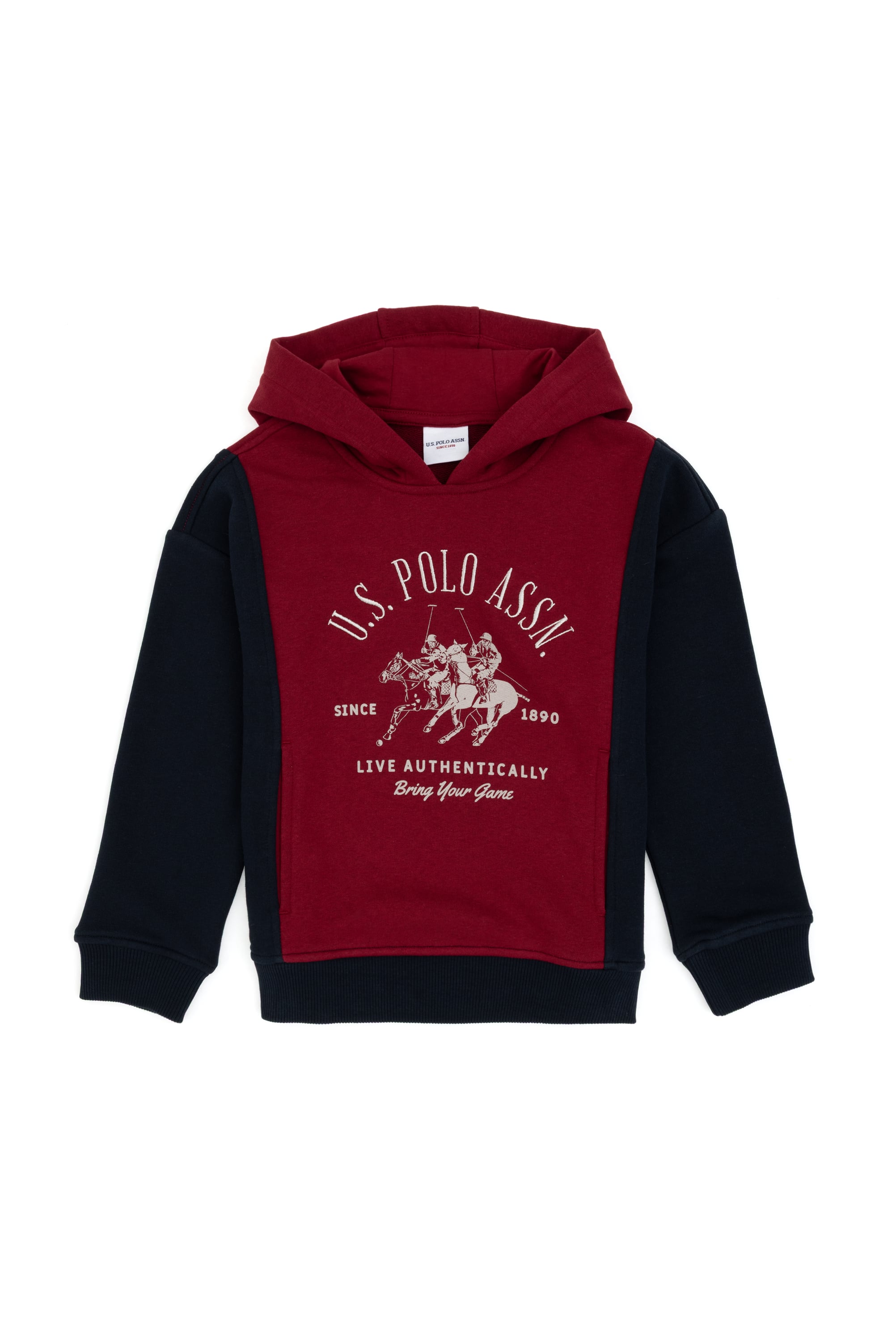 سویشرت کلاهدار زرشکی بورگاندی ریلکس پسرانه یو اس پولو | US POLO ASSN