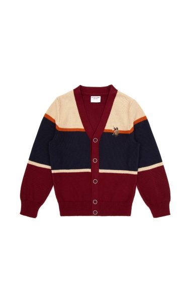 ژاکت بافتنی زرشکی  بورگاندی  رگولار  پسرانه یو اس پولو | US POLO ASSN