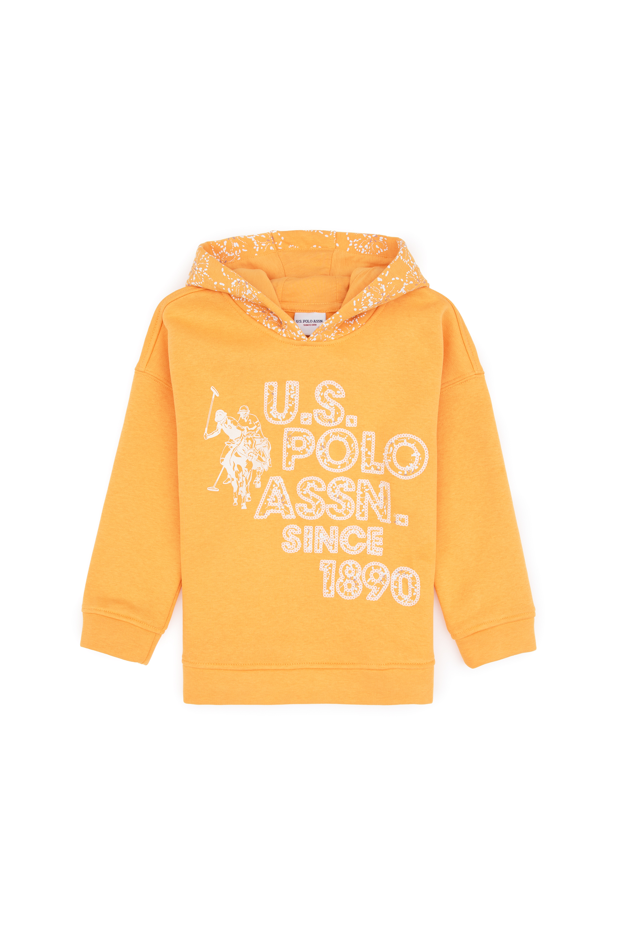 سویشرت کلاهدار نارنجی نارنجی ریلکس دخترانه یو اس پولو | US POLO ASSN