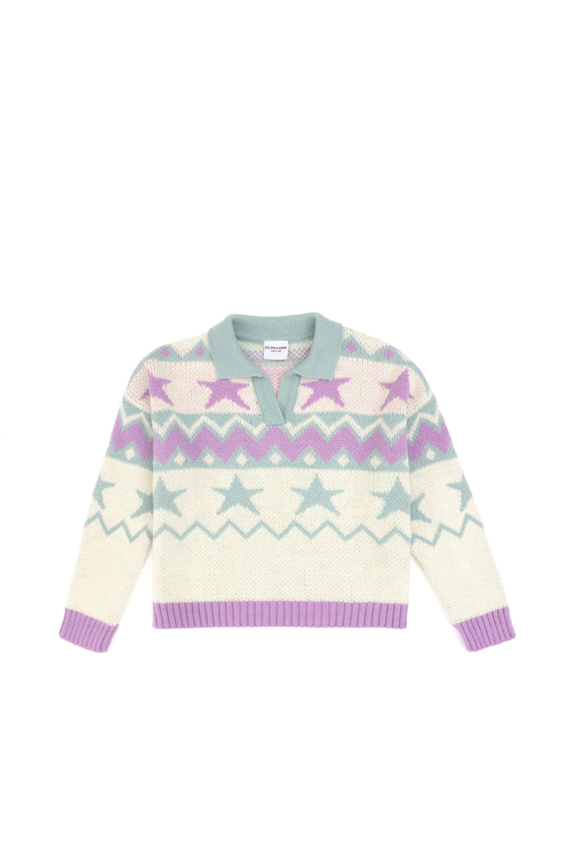 ژاکت کرم کرمی رگولار دخترانه یو اس پولو | US POLO ASSN