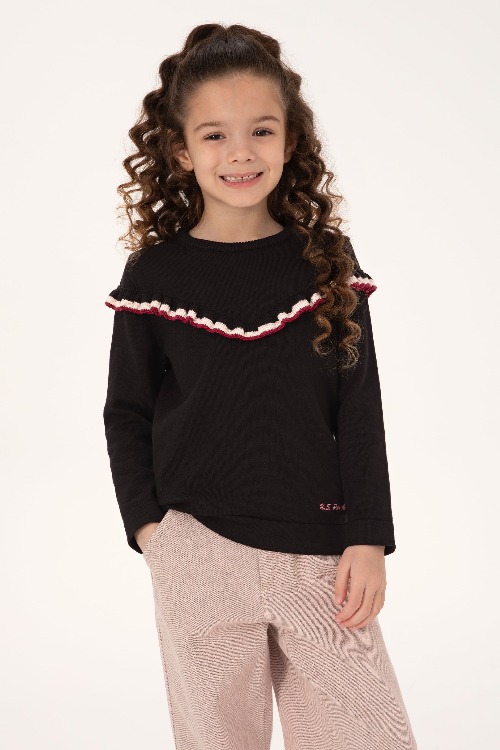 ژاکت مشکی سیاه رگولار دخترانه یو اس پولو | US POLO ASSN