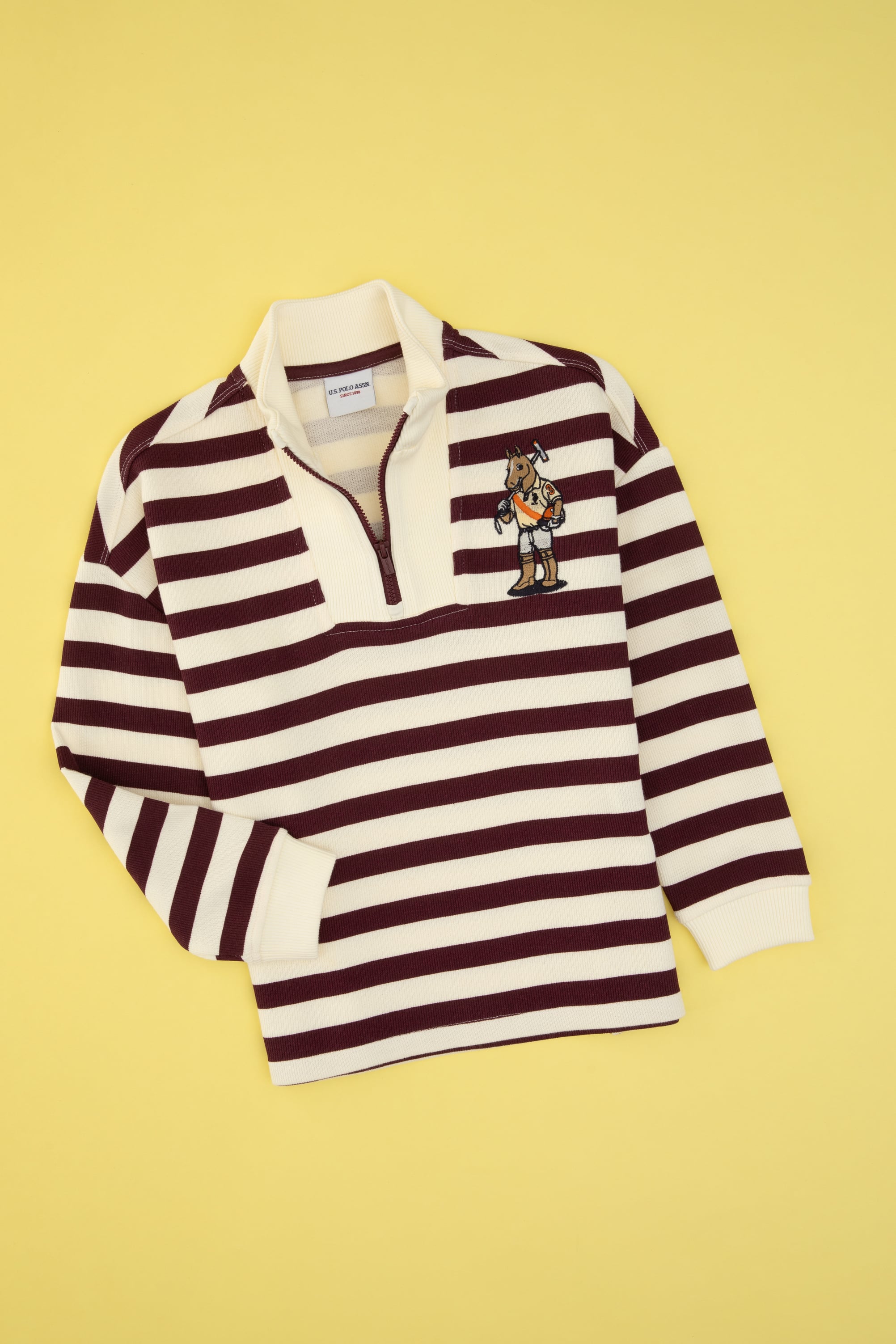 سویشرتنیم زیپ سوپریم آلبالویی ریلکس پسرانه یو اس پولو | US POLO ASSN