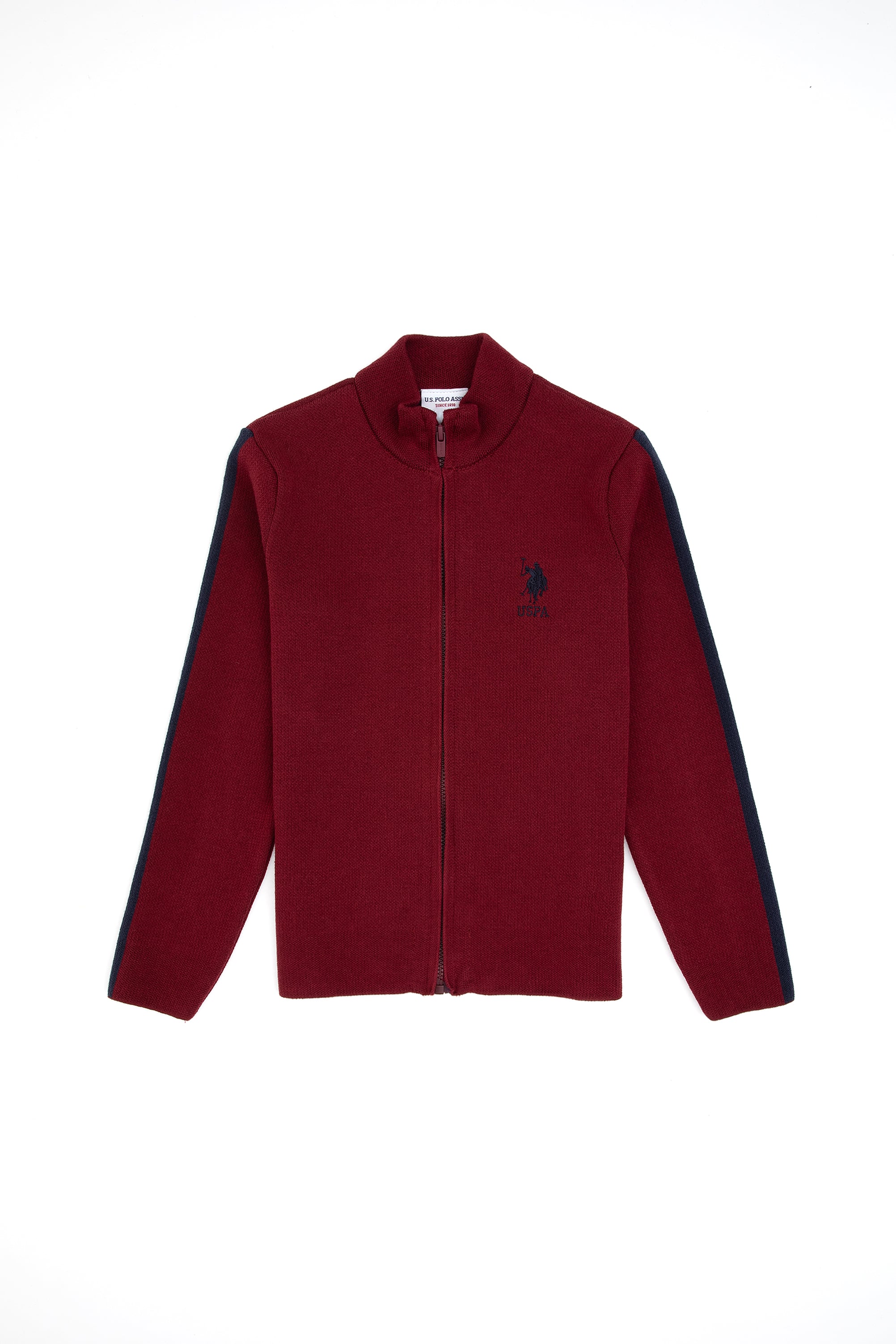 ژاکت بافتنی زرشکی بورگاندی اندامی پسرانه یو اس پولو | US POLO ASSN