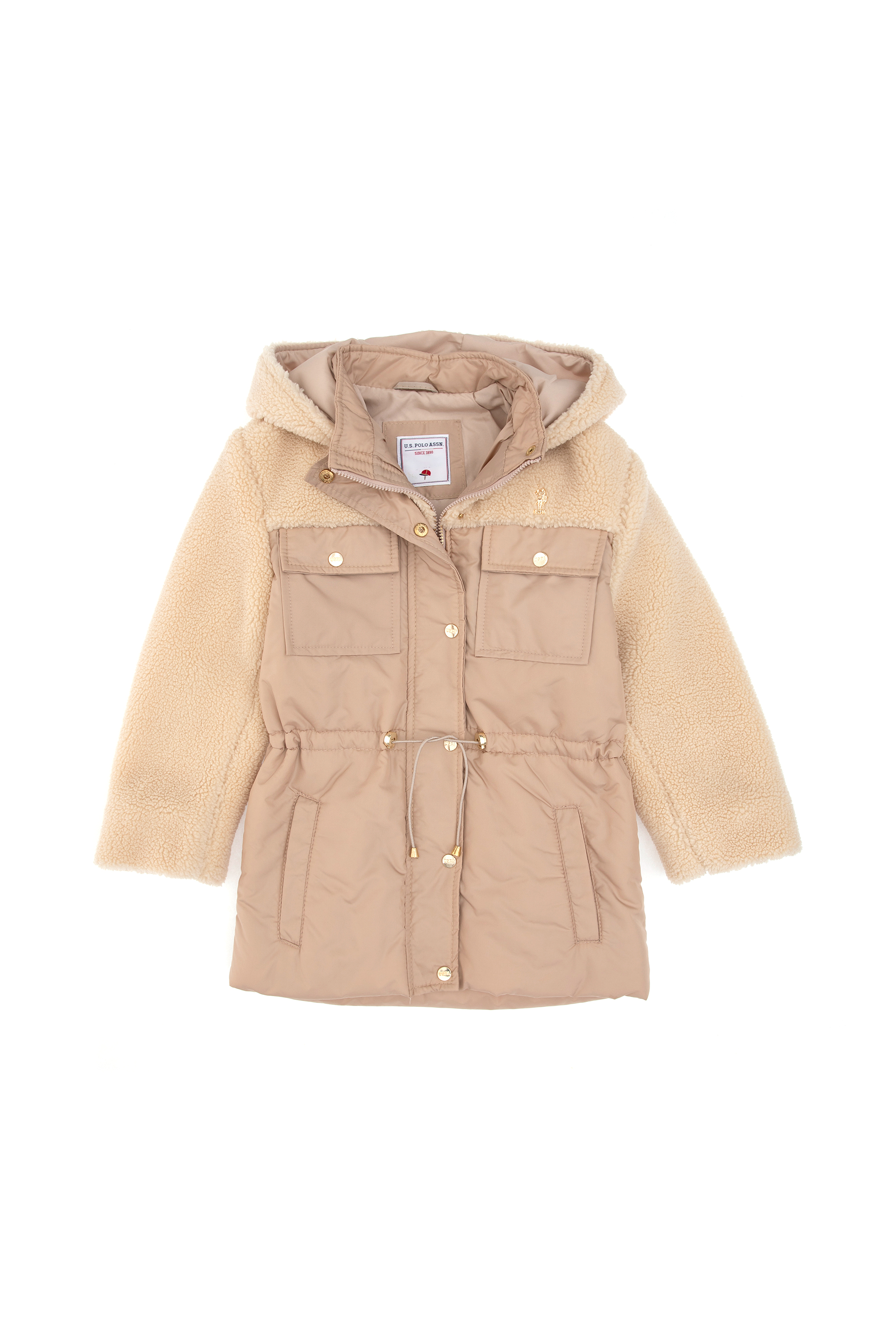 ژاکت چرمیسفید مایل به کرم اکرو استاندارد فیت دخترانه یو اس پولو | US POLO ASSN