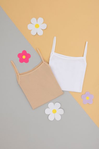 تاپ‌های رکابیدو تکه اسپاگتی  بژ  استاندارد فیت  دخترانه یو اس پولو | US POLO ASSN