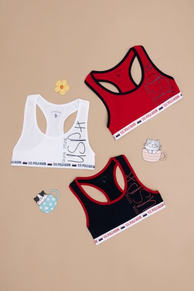 ست سوتین سه تکه  قرمز  استاندارد فیت  دخترانه یو اس پولو | US POLO ASSN