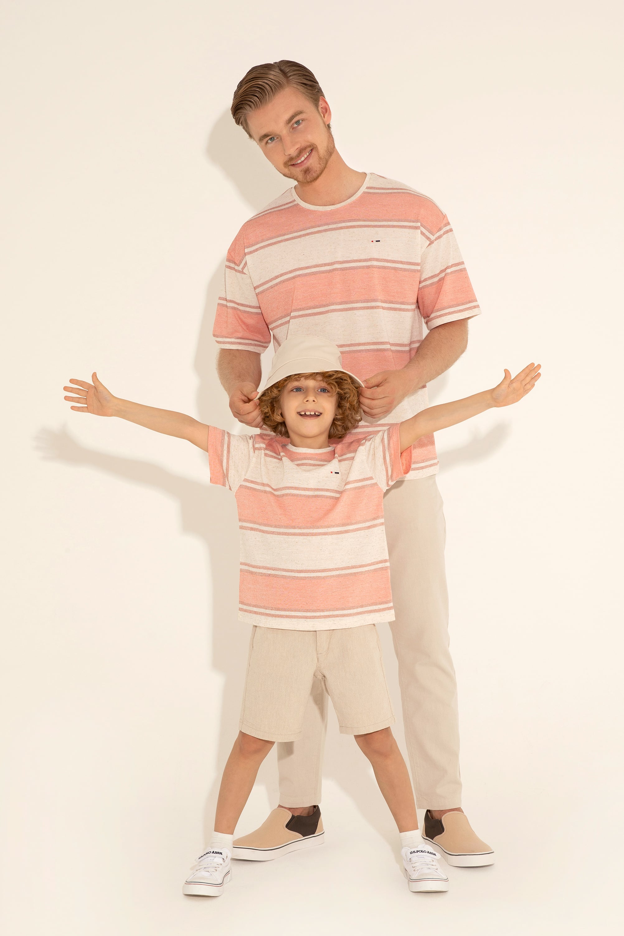 تی شرت یقه گرد بزرگ ماهی سالمون گل بهی Oversize پسرانه یو اس پولو | US POLO ASSN