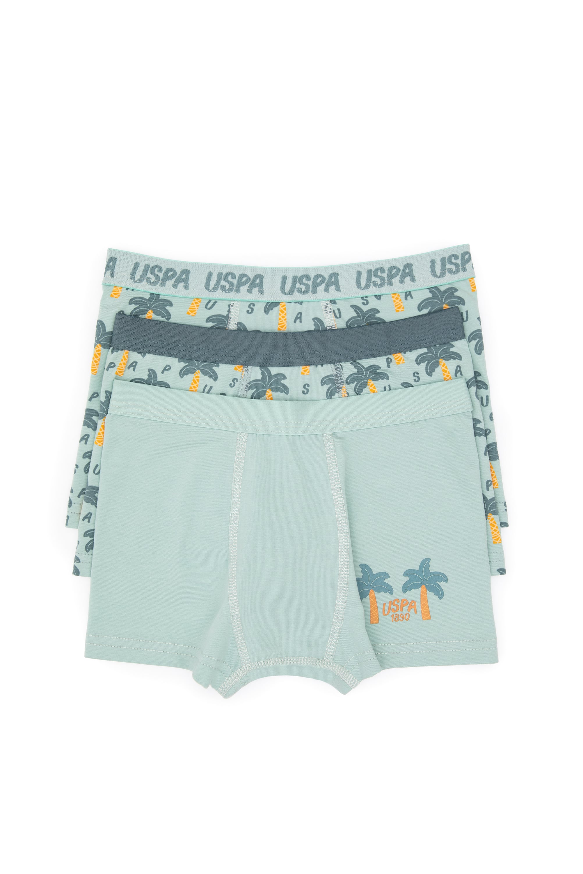 ست شورت بوکسور سه تکه سبزآبی استاندارد فیت پسرانه یو اس پولو | US POLO ASSN