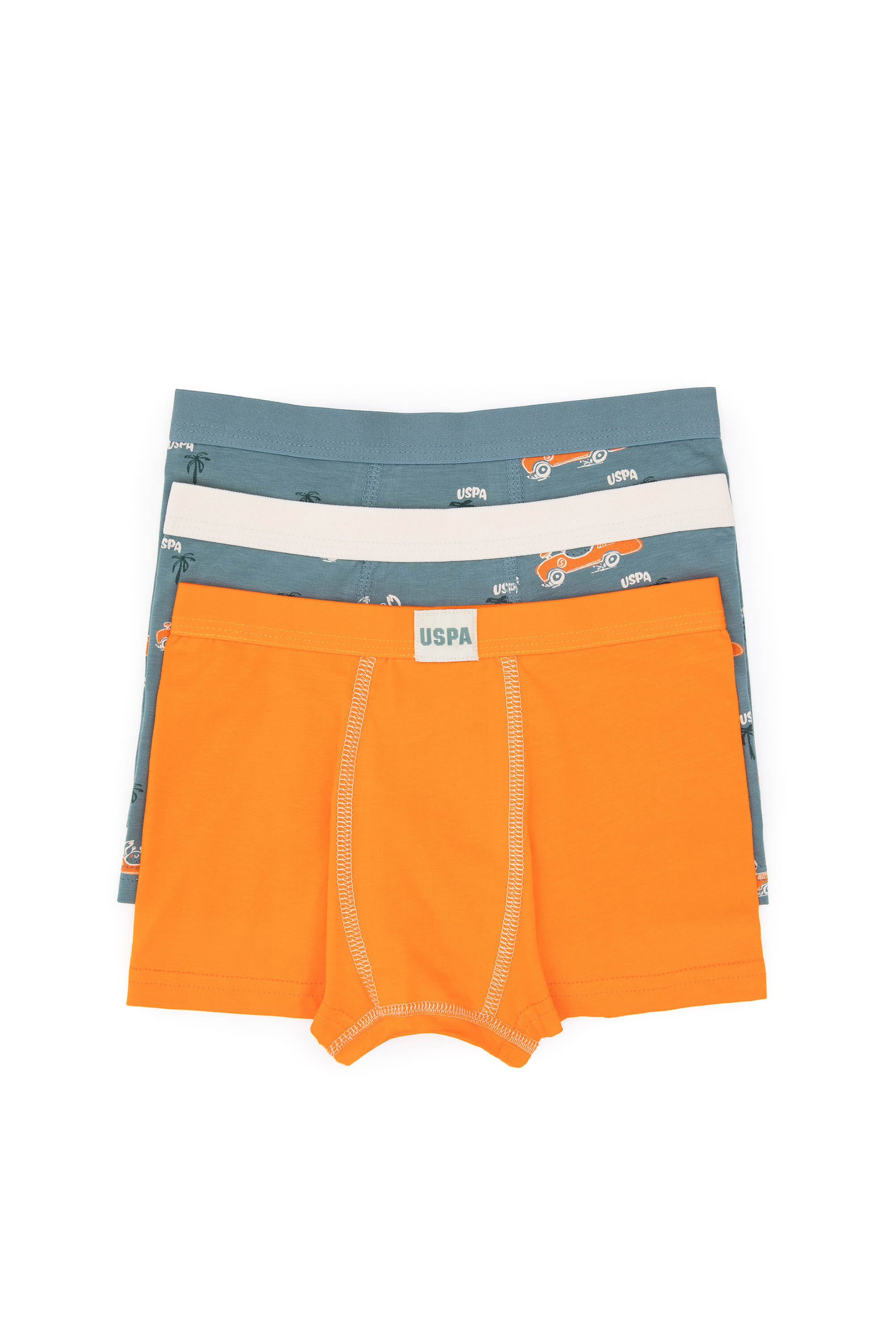 ست شورت بوکسور سه تکه نارنجی استاندارد فیت پسرانه یو اس پولو | US POLO ASSN