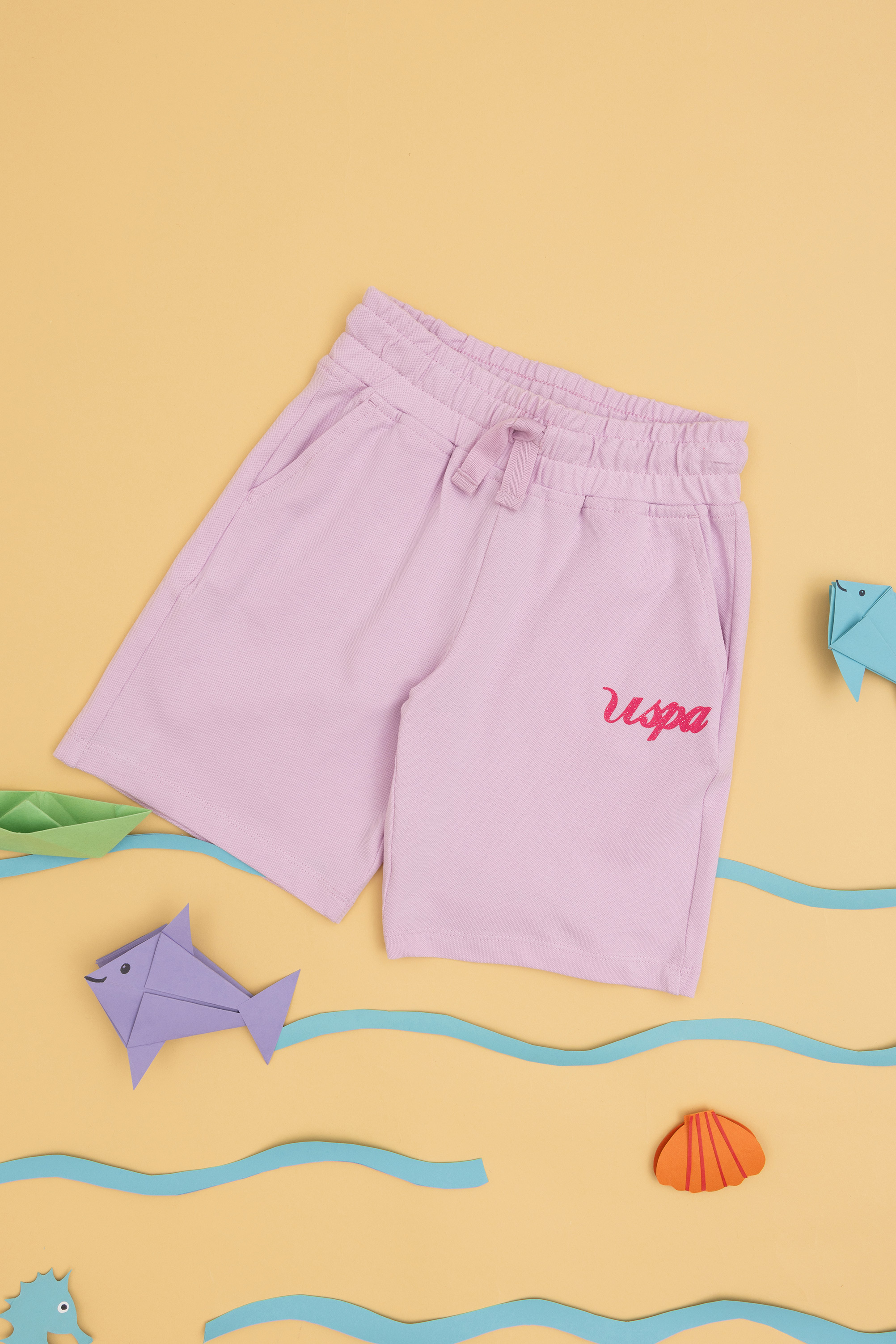 شلوارک بافتنی بنفش استاندارد فیت دخترانه یو اس پولو | US POLO ASSN