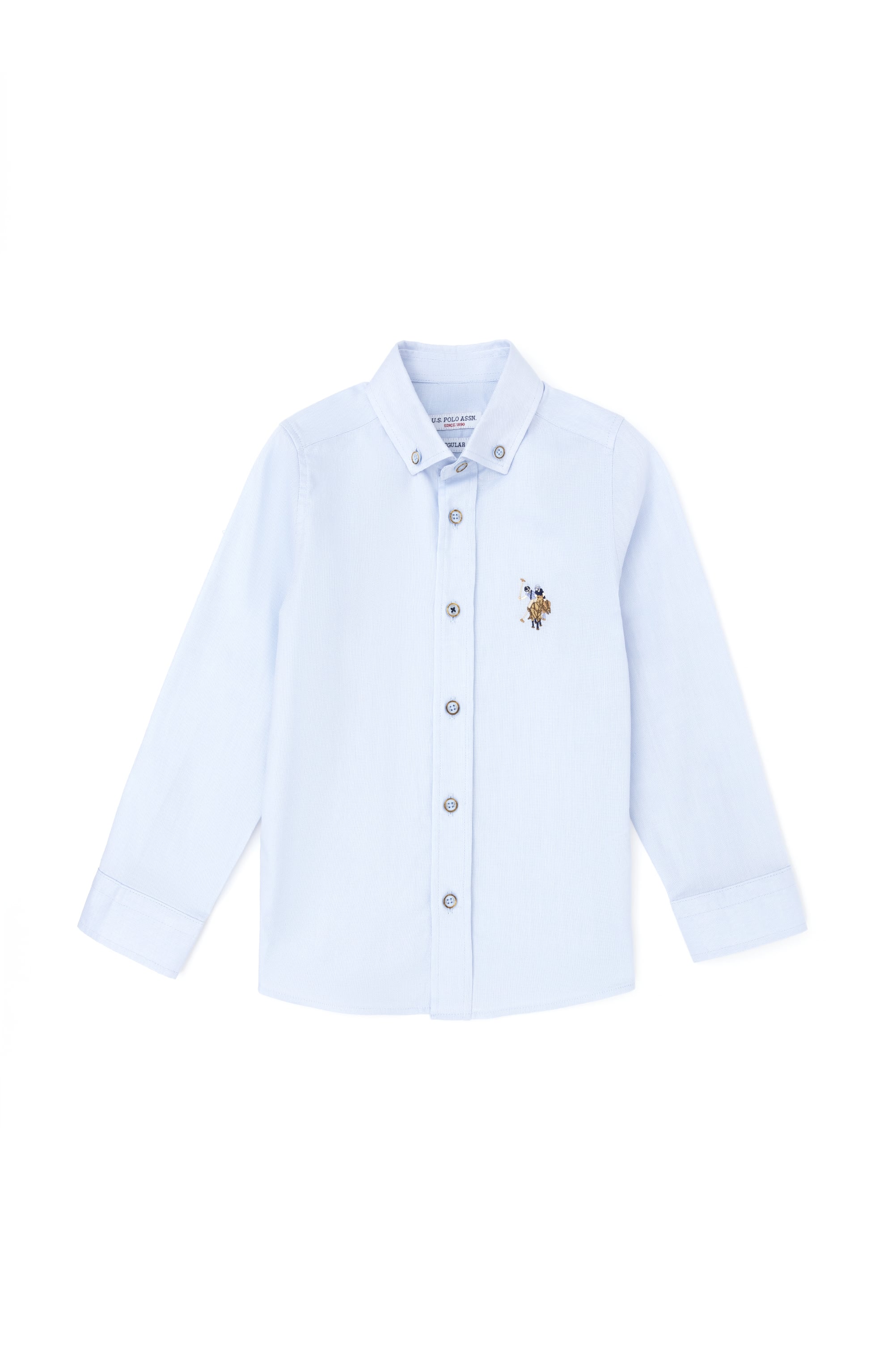پیراهن آبی روشن سورمه ای روشن رگولار پسرانه یو اس پولو | US POLO ASSN