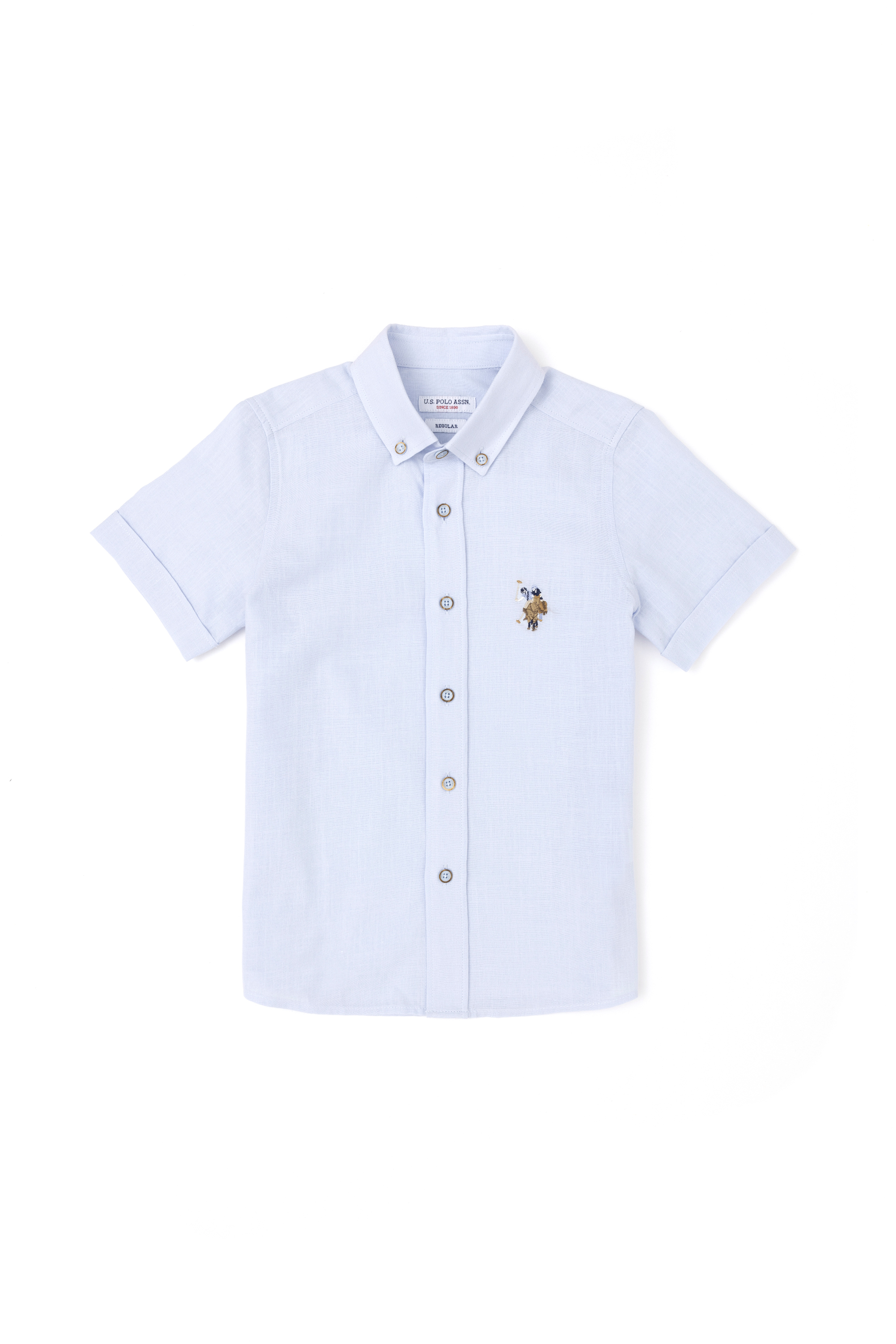 پیراهن آبی روشن سورمه ای روشن رگولار پسرانه یو اس پولو | US POLO ASSN