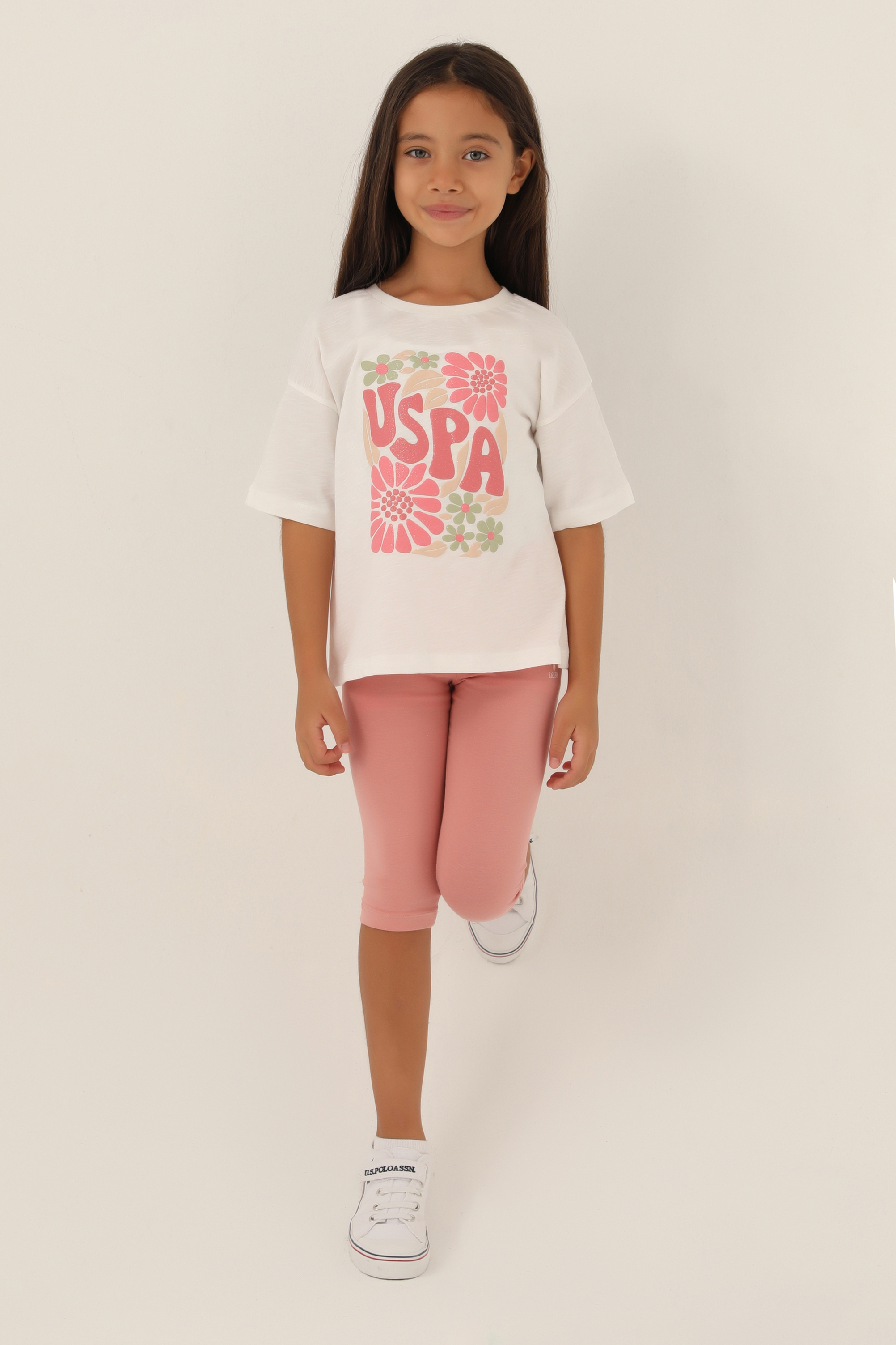 ست لباس خوابکرم رنگ سفید استاندارد فیت دخترانه یو اس پولو | US POLO ASSN